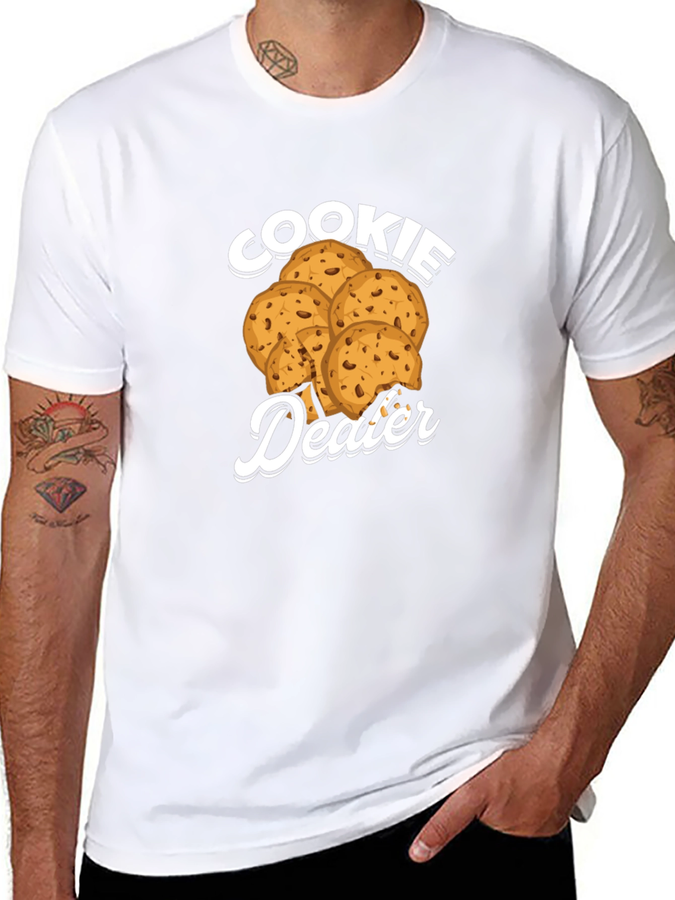 Black Cookie Dealer Graphic T-Shirt - Funny Novelty Tee view 8