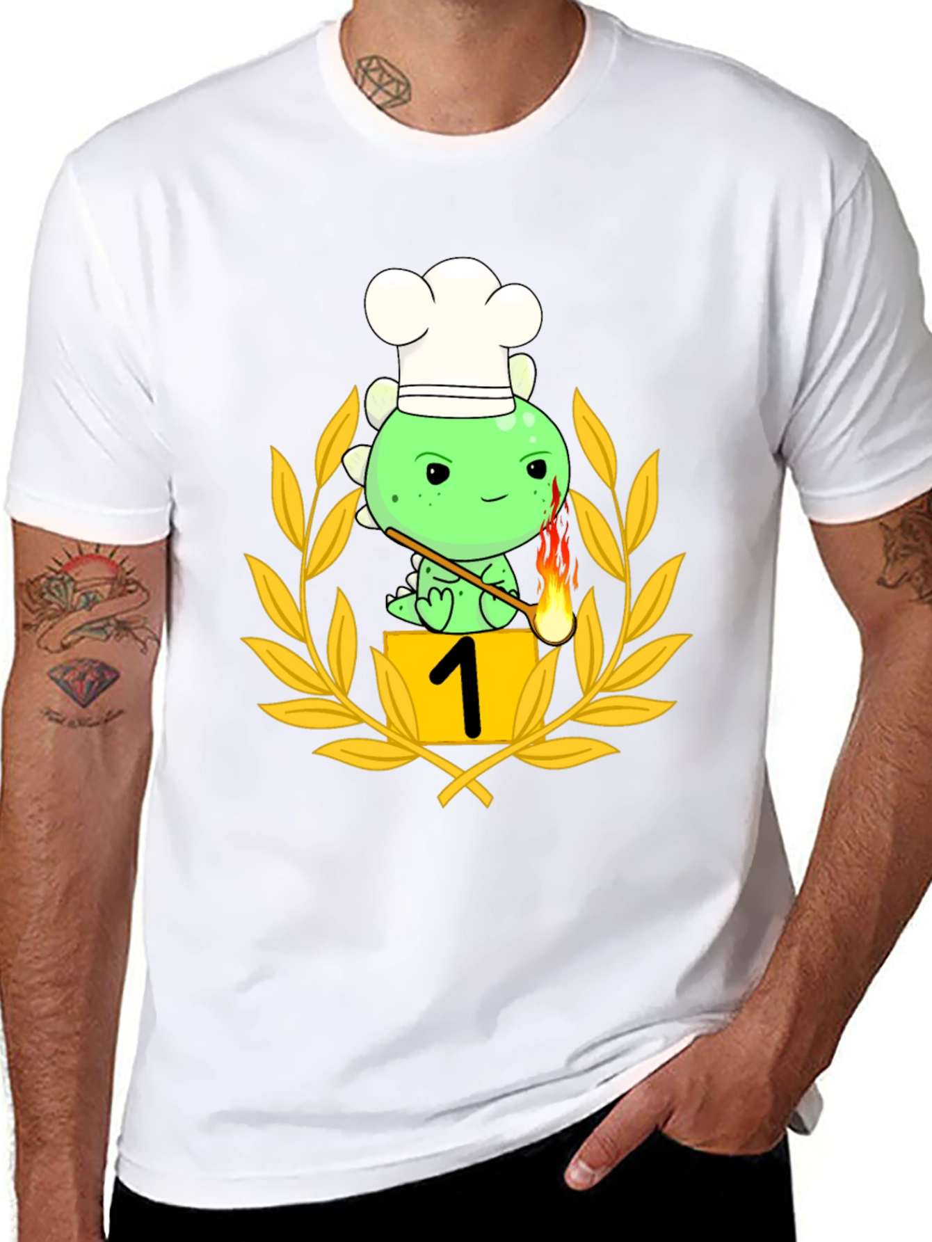 Black Chef Dino T-Shirt - Culinary Champion view 8