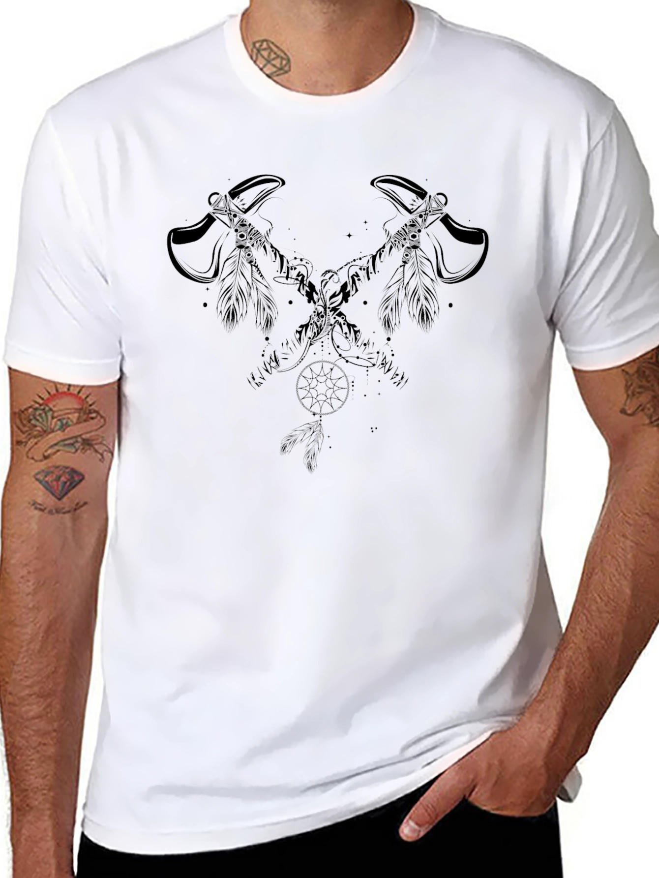 Black Axe Dreamcatcher Graphic Tee - Black view 8