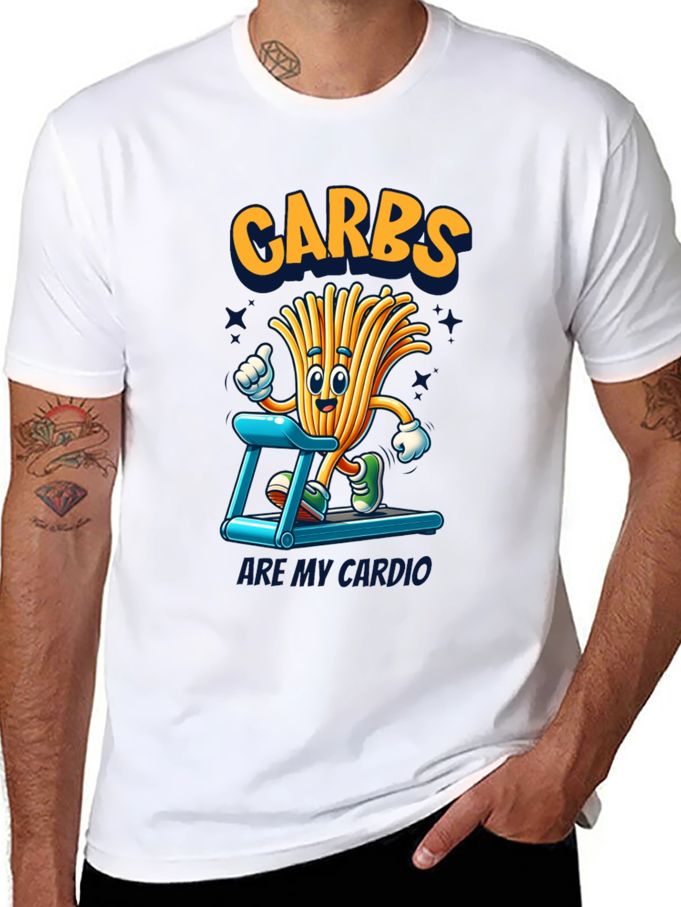 Black Carbs Are My Cardio Funny T-Shirt view 8