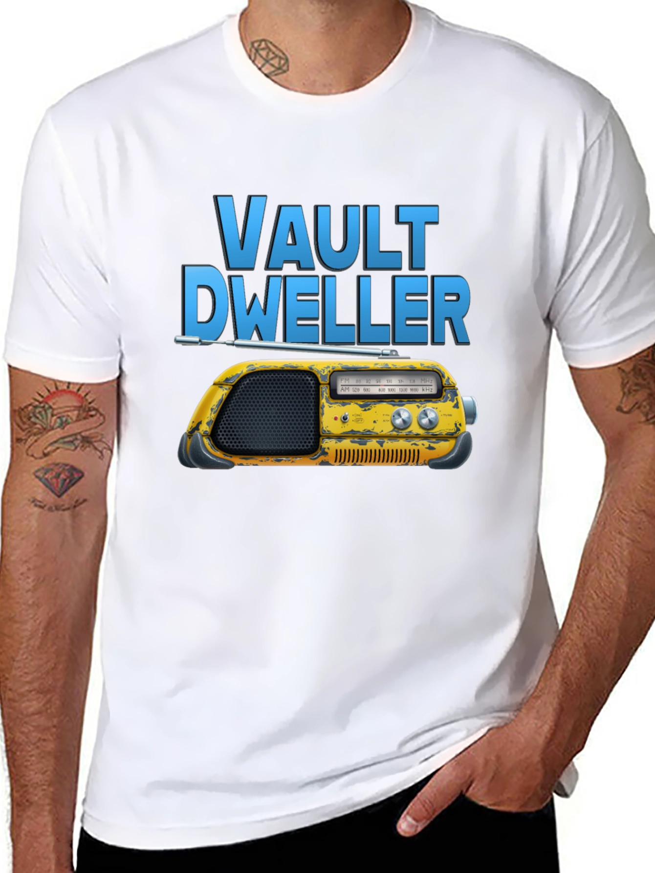 Black Vault Dweller Radio T-Shirt - Black Cotton Tee view 8