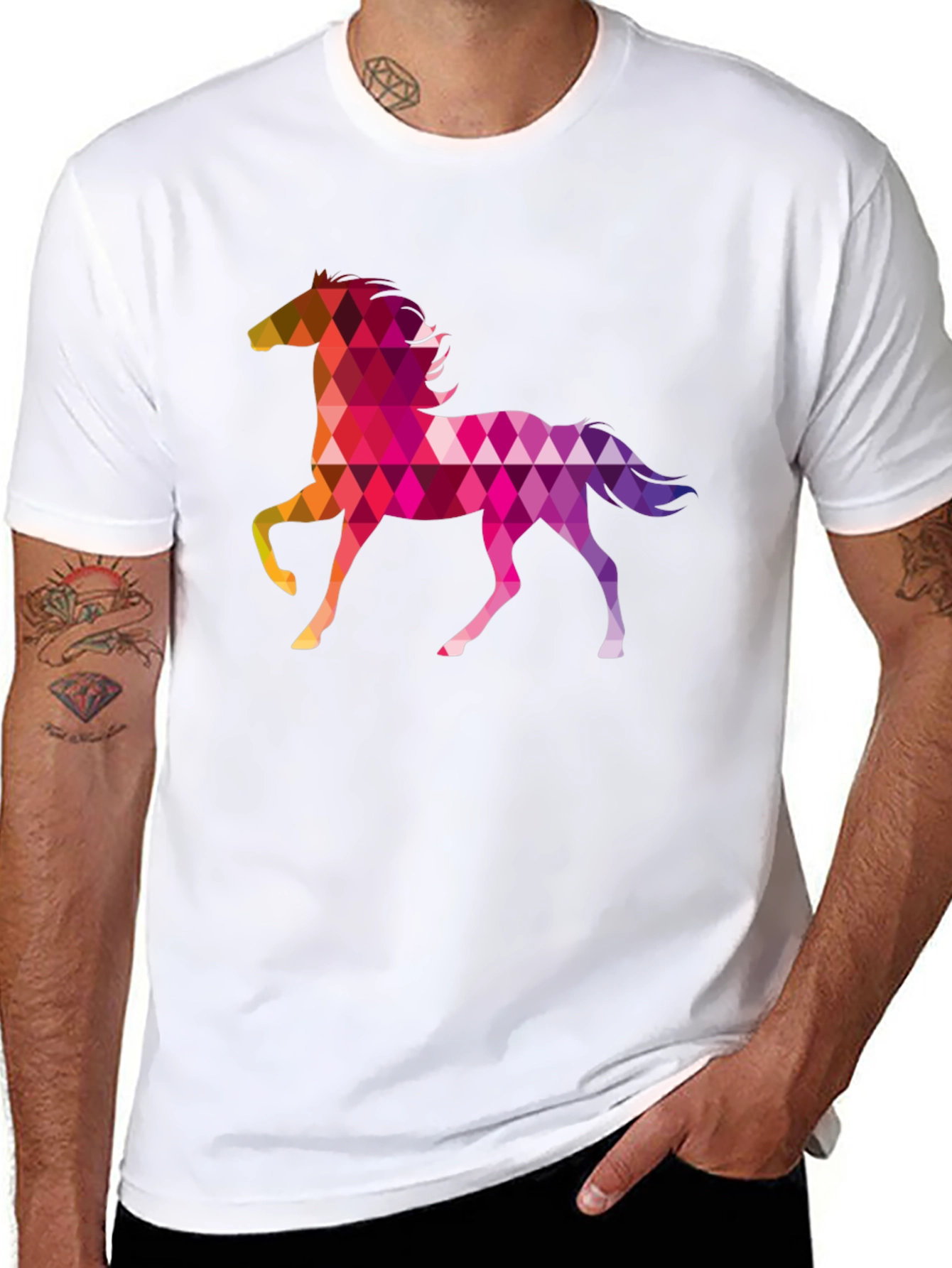 Black Geometric Horse T-Shirt view 8