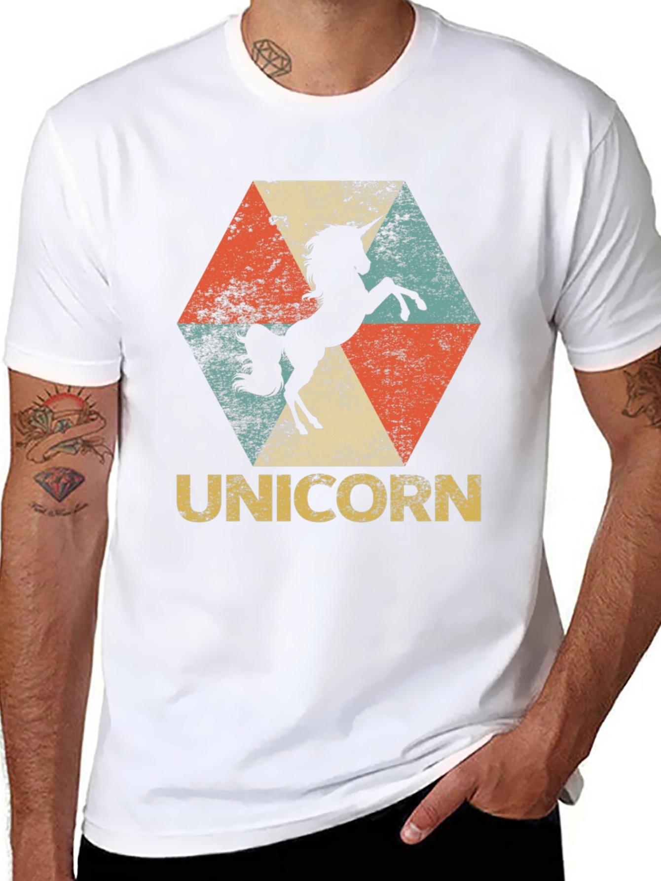 Black Retro Unicorn Graphic Tee view 8