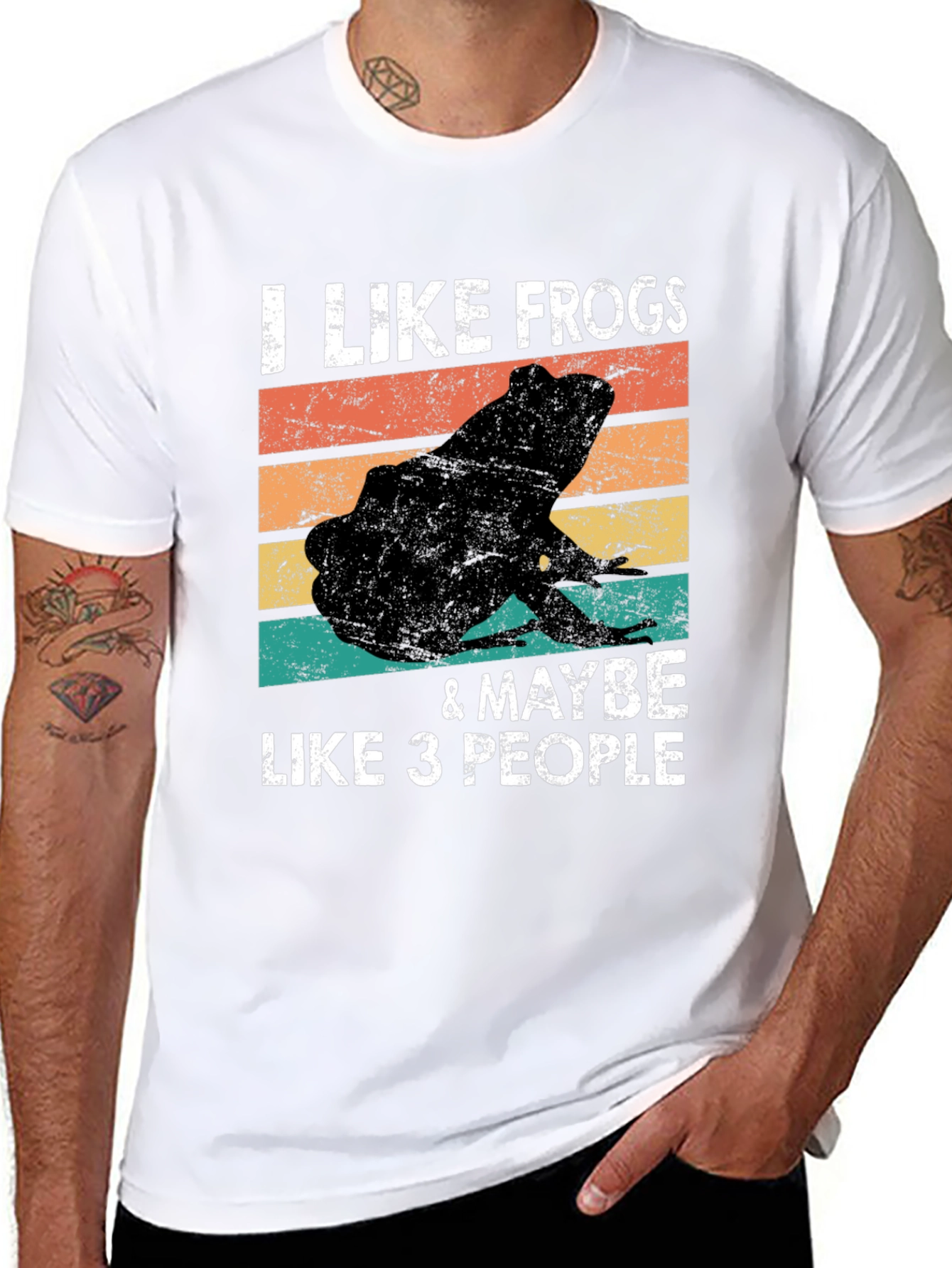 Black I Like Frogs & Maybe Like 3 People T-Shirt view 8