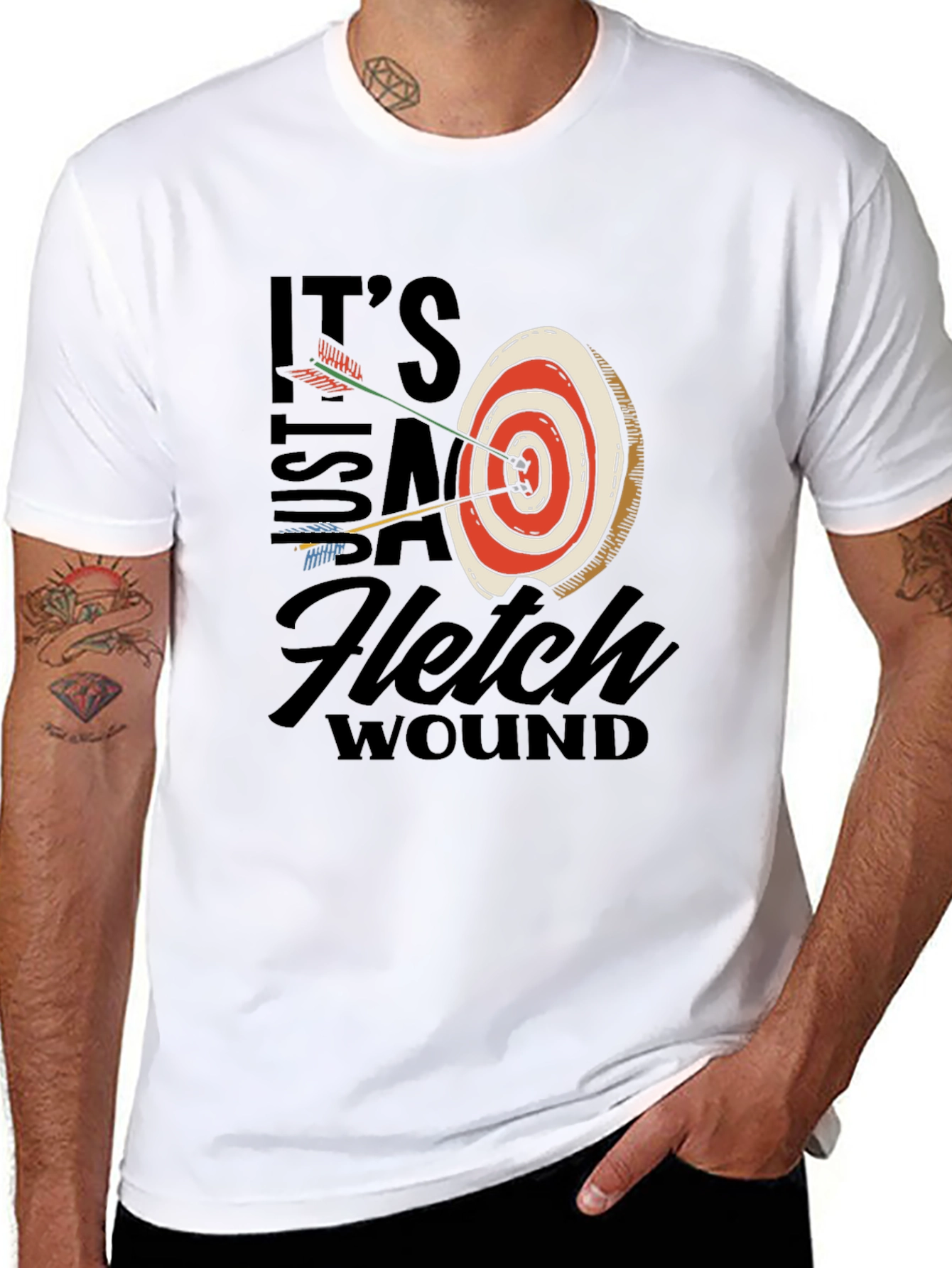 Black Archery Target T-Shirt: Just a Fletch Wound view 8