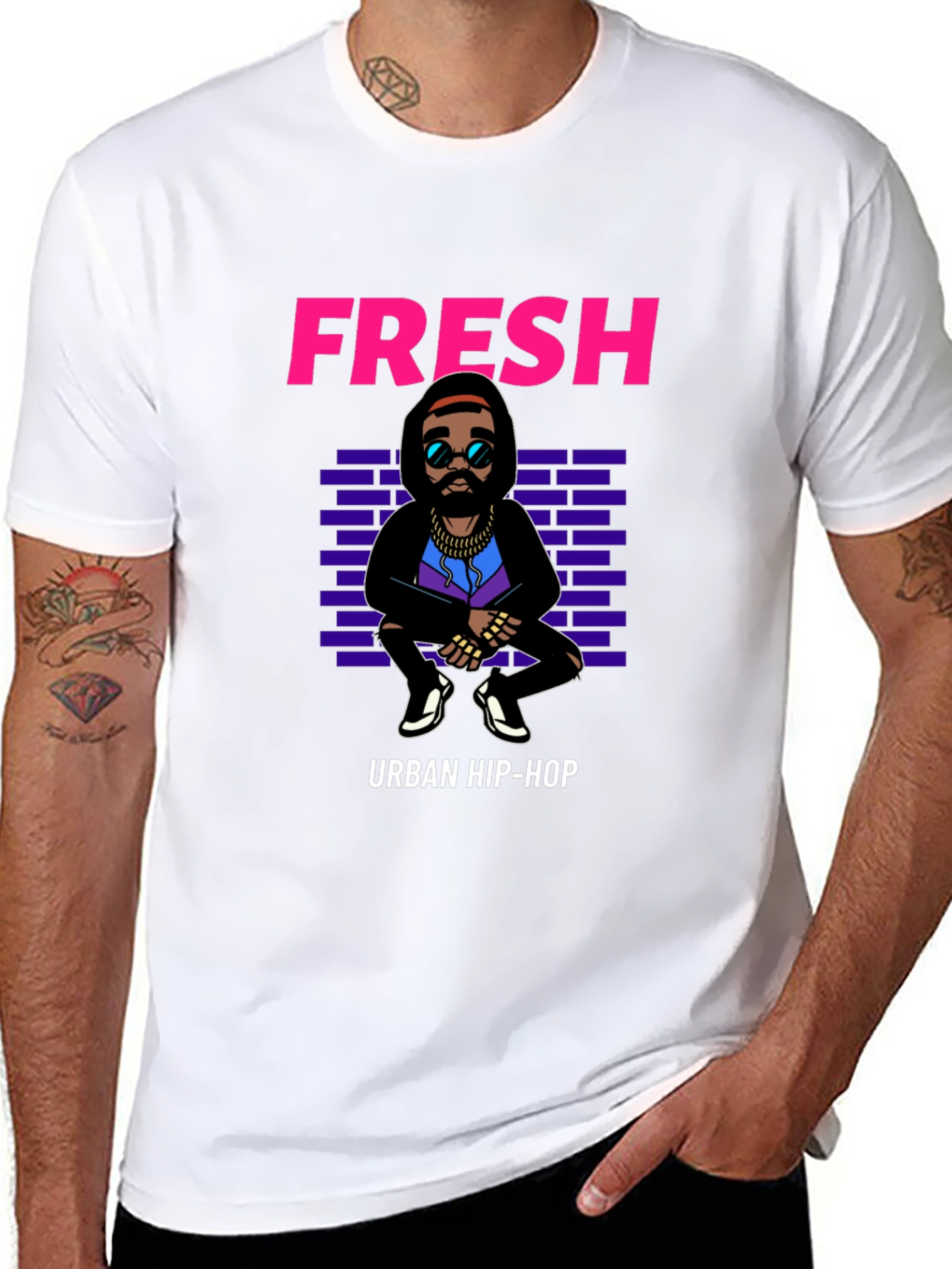 Black Fresh Urban Hip-Hop Graphic Tee view 8