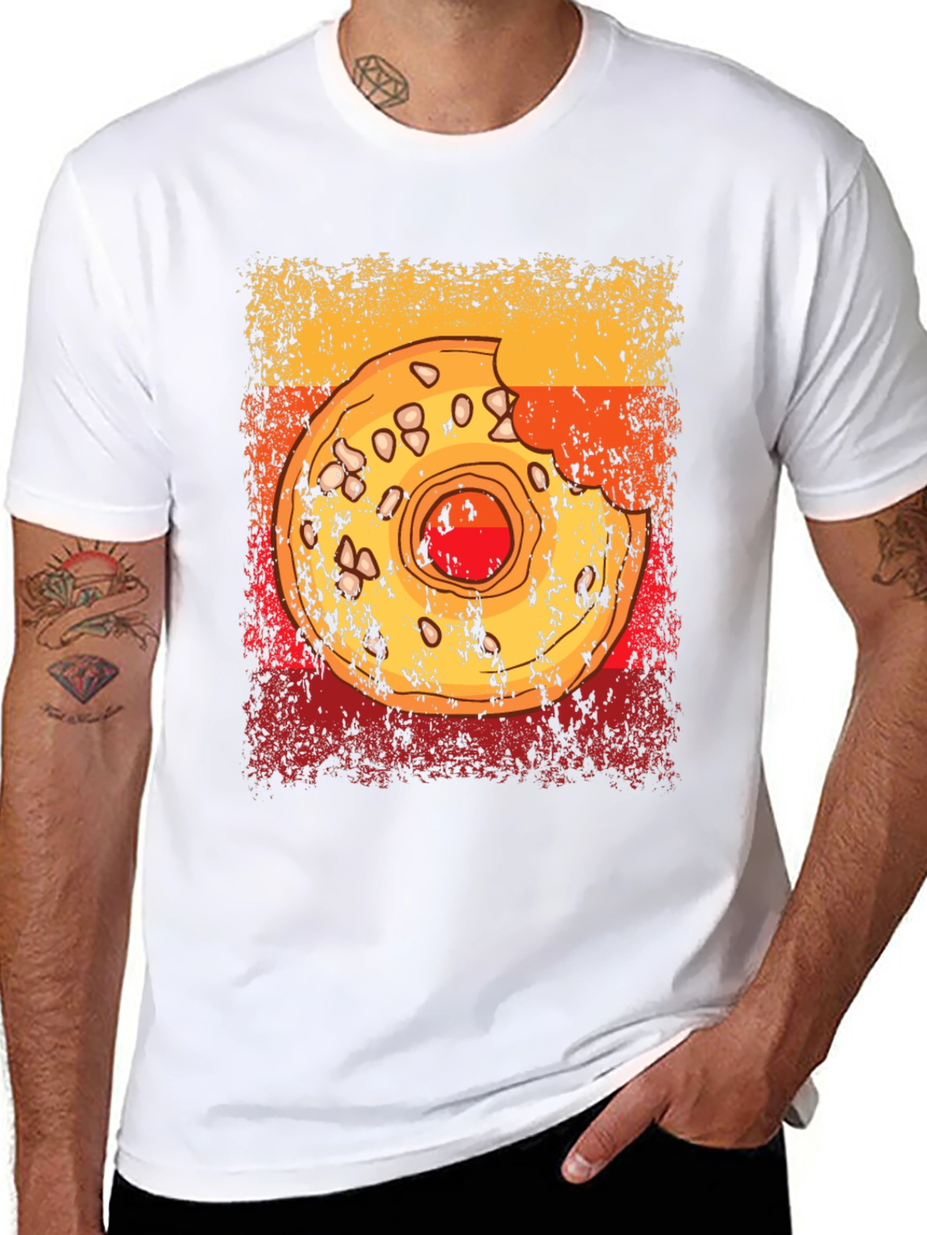 Black Distressed Donut Graphic T-Shirt - Casual Comfort view 8