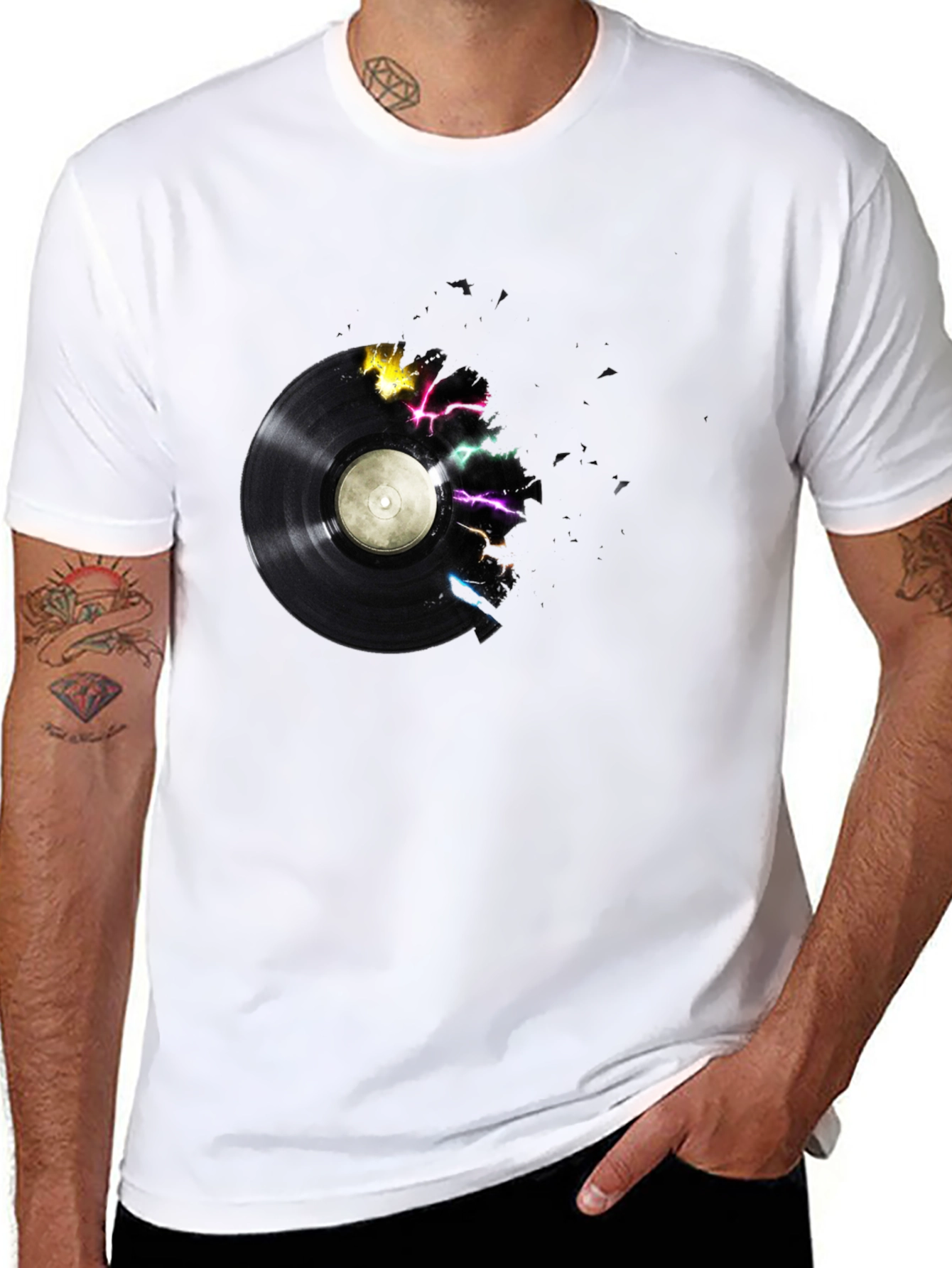 Black Vinyl Record Graphic Tee - Black view 8