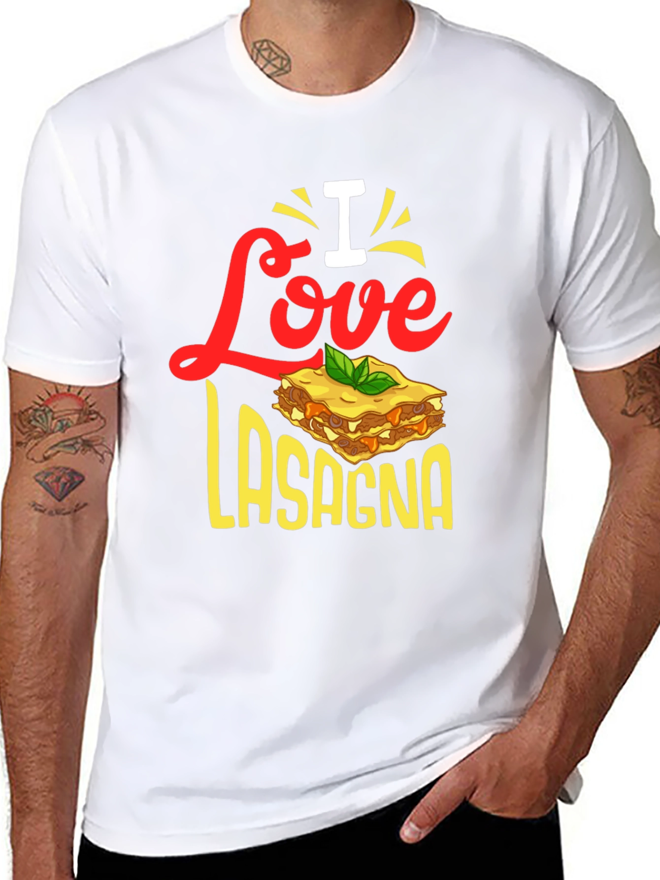 Black I Love Lasagna T-Shirt - Foodie Apparel view 8