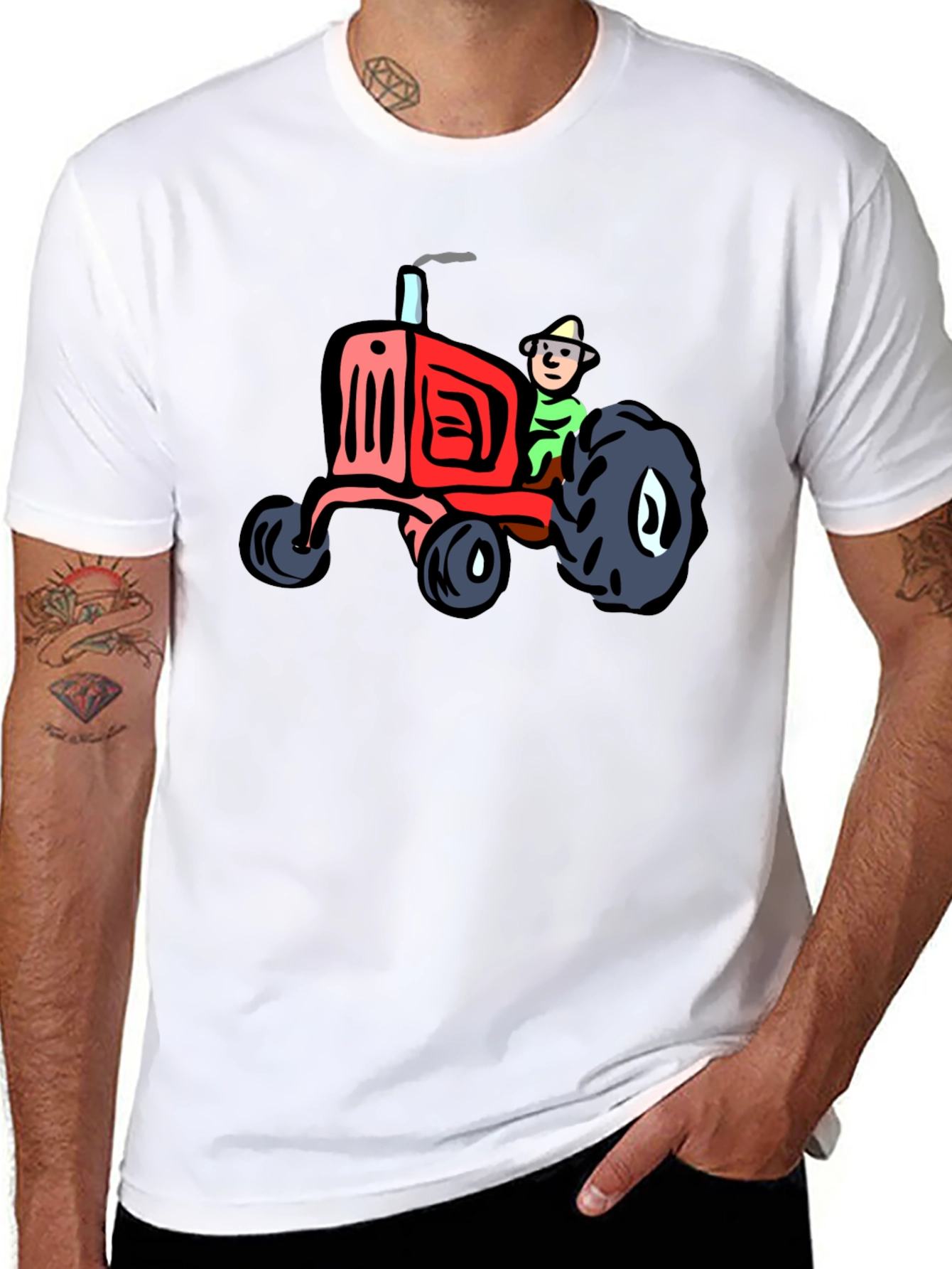 Black Cartoon Tractor T-Shirt - Quirky & Fun! view 8
