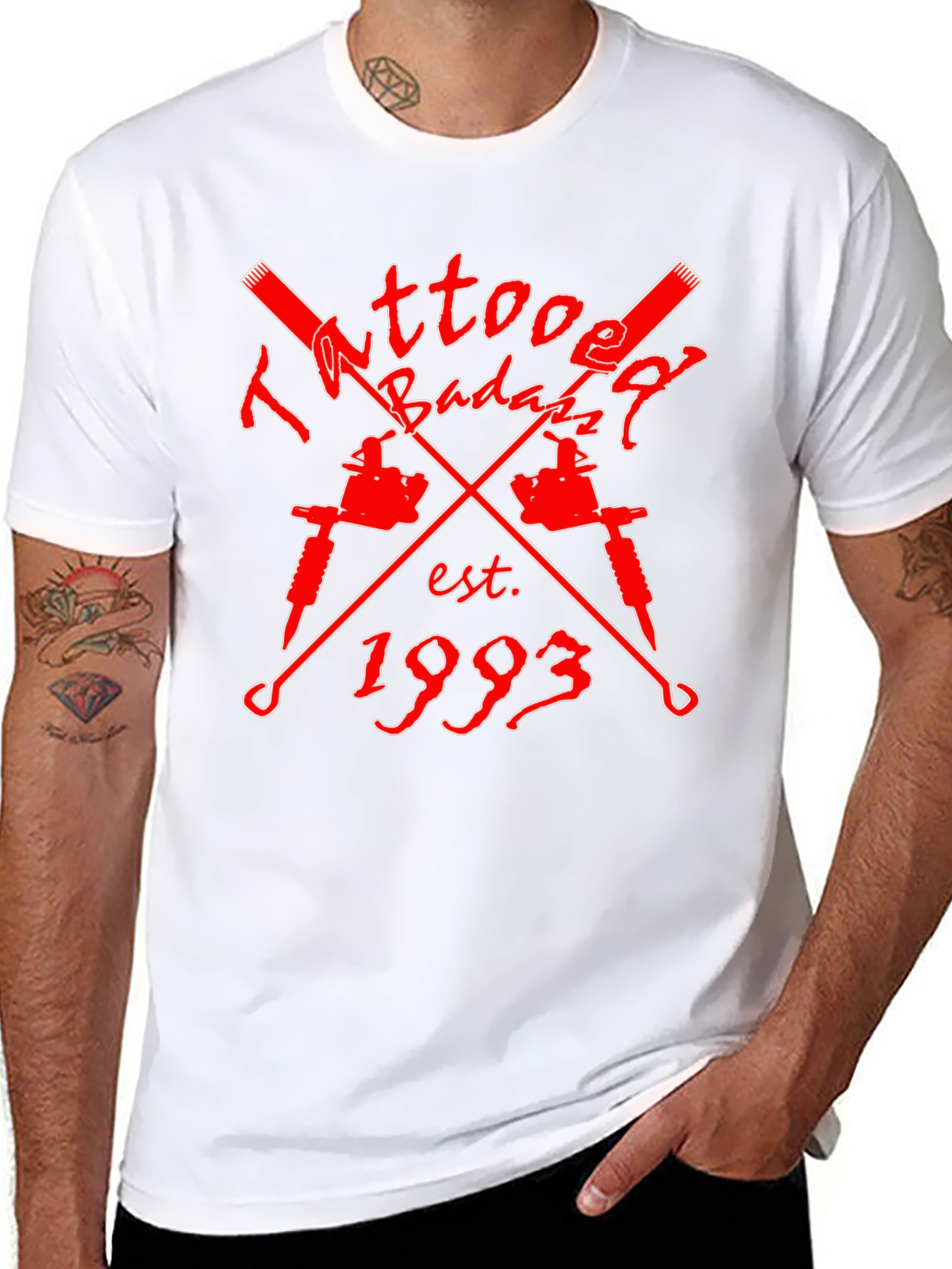 Black Tattooed Badazz Est. 1993 Graphic T-Shirt view 8