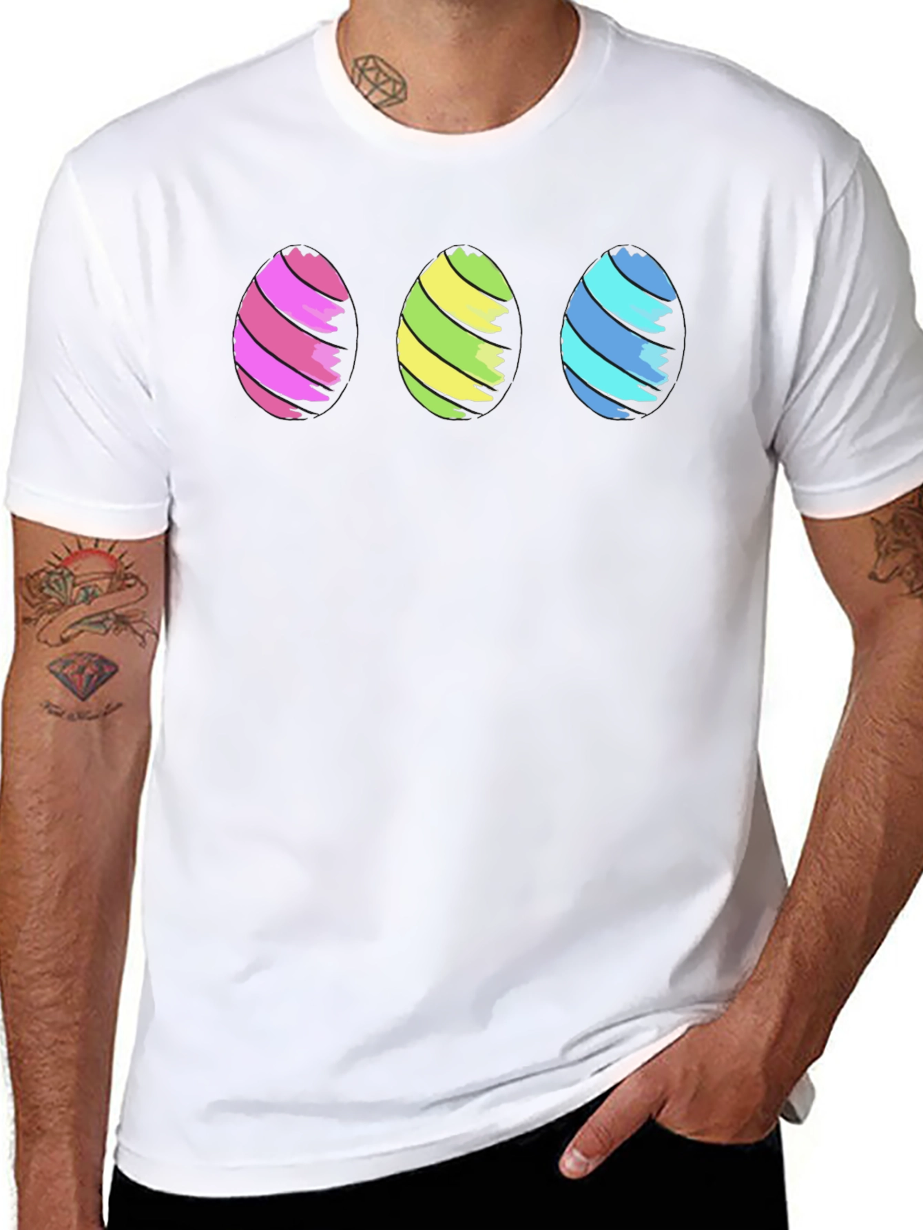 Black Easter Egg Graphic Tee - Men's Short Sleeve Crew Neck T-Shirt view 8
