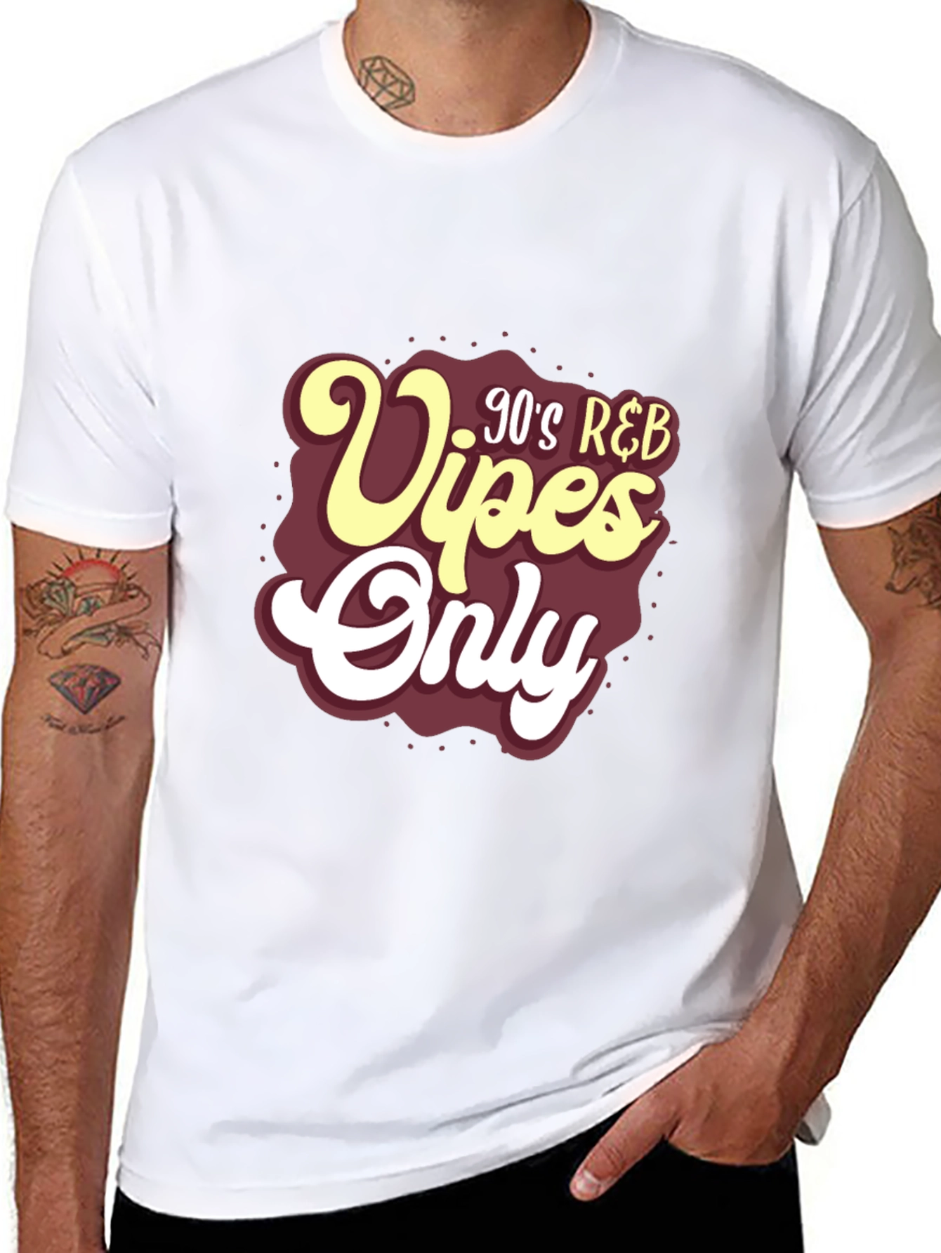 Black 90's R&B Vibes Only T-Shirt view 8