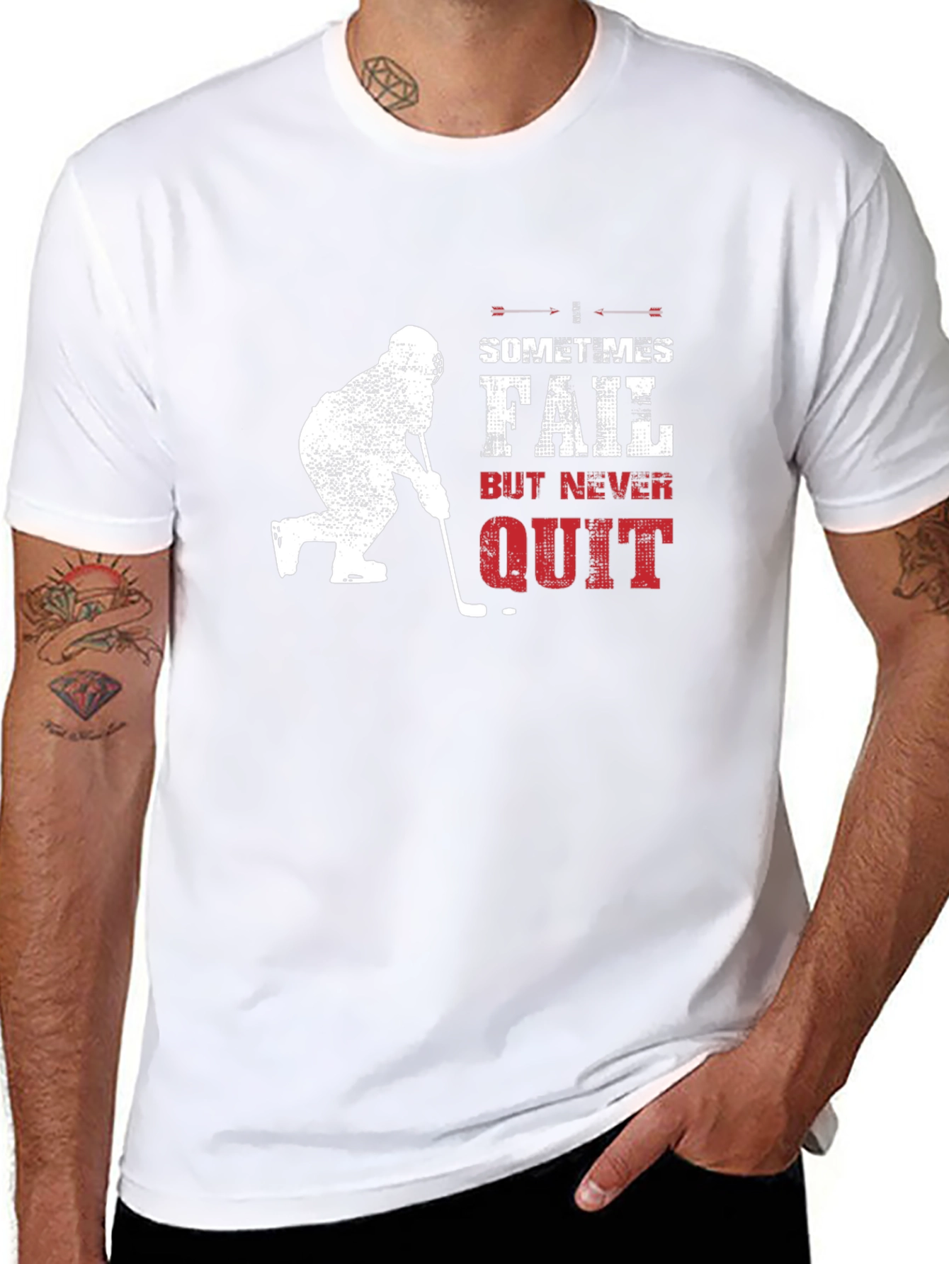 Black Hockey Never Quit Black T-Shirt view 8
