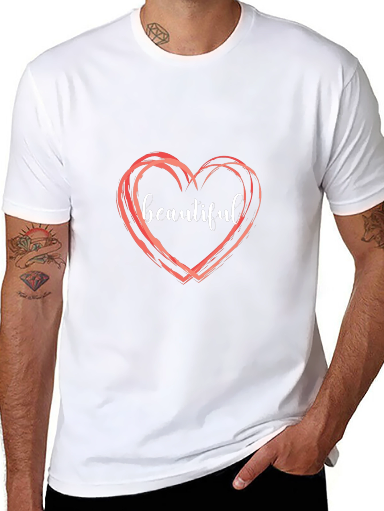 Black Beautiful Heart T-Shirt - Stylish Graphic Tee view 8