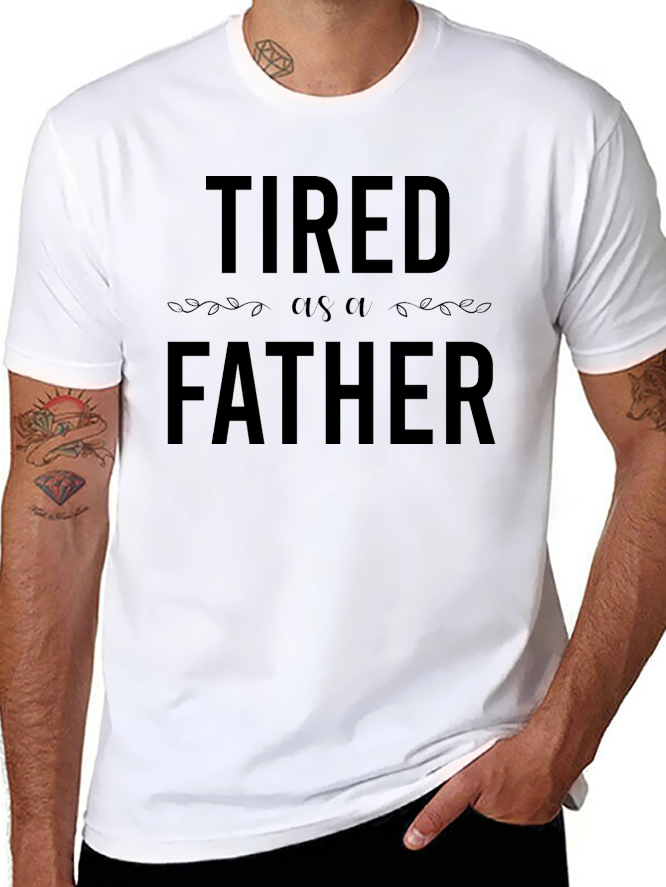 Black Tired as a Father Black T-Shirt view 8