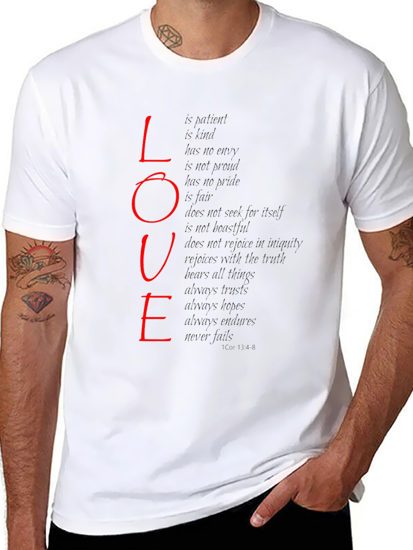 Black Love Scripture Print T-Shirt - Black view 8