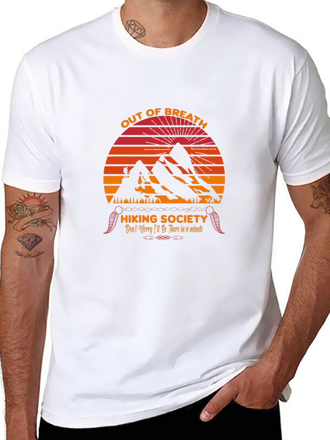 Black Out of Breath Hiking Society Graphic T-Shirt view 8