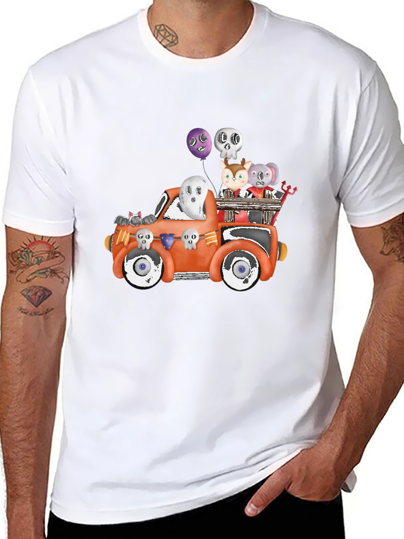 Black Halloween Animal Truck Tee view 8