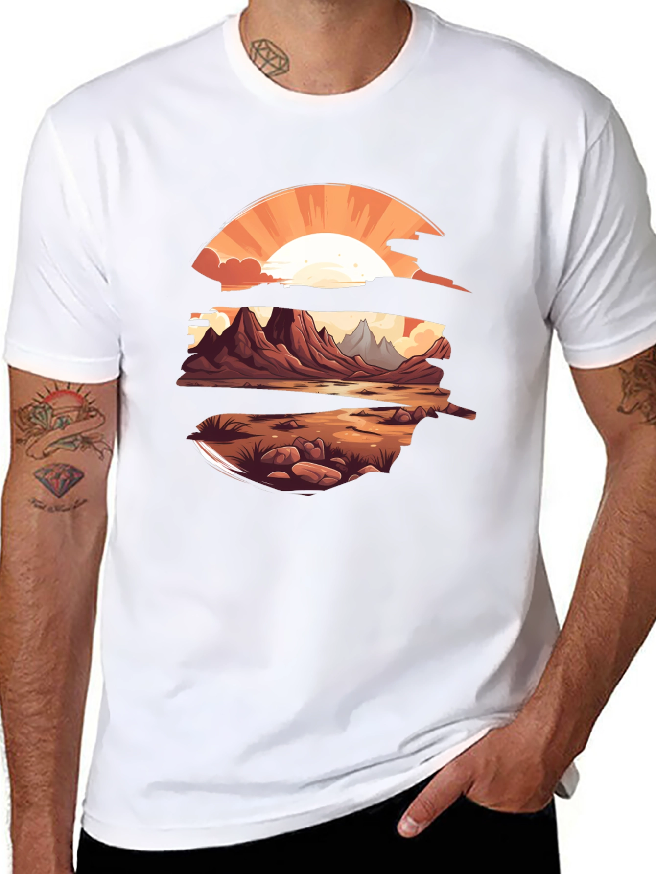 Black Sunset Landscape Graphic Tee - Stylish Comfort view 8