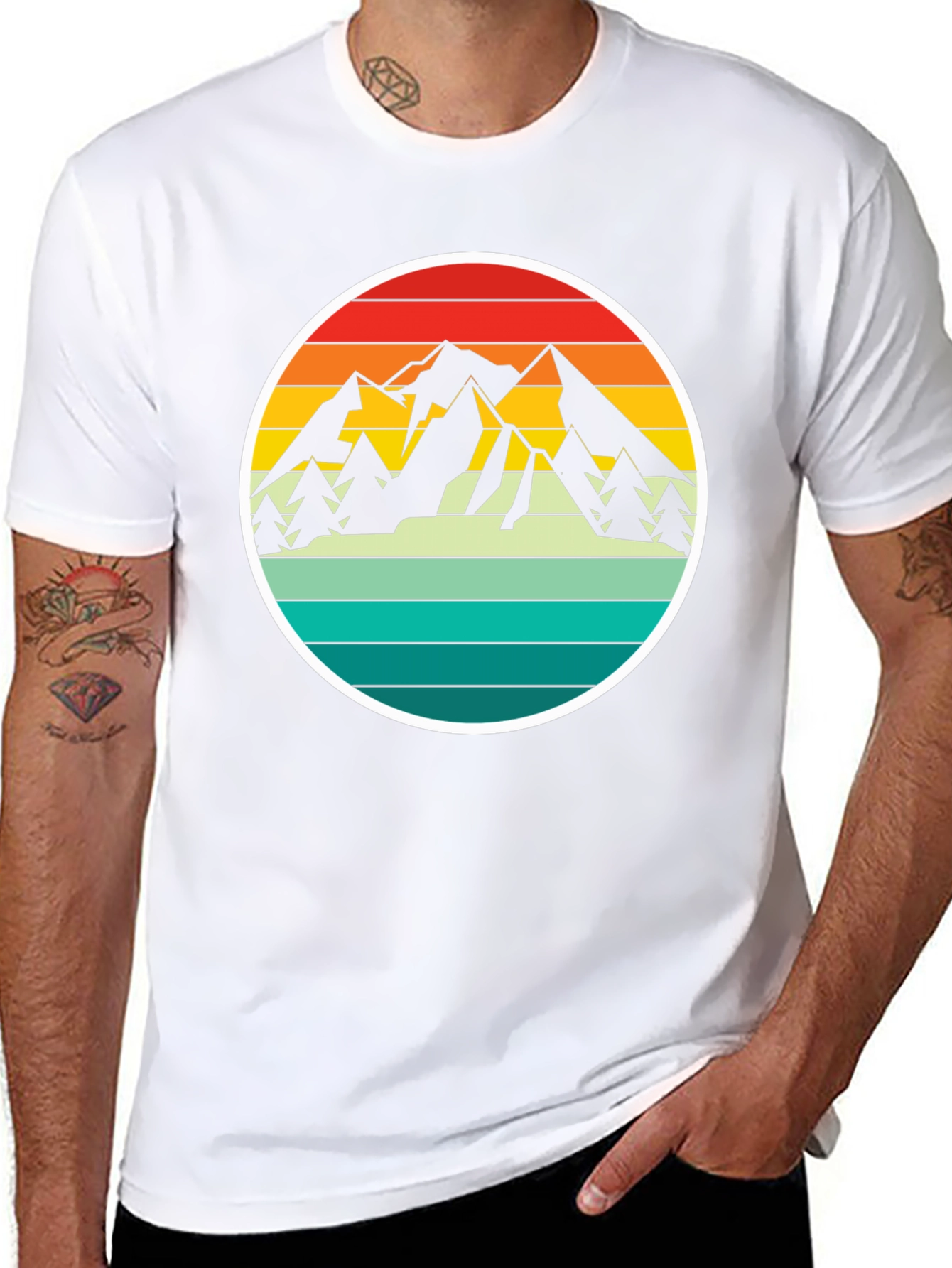 Black Retro Mountain Adventure T-Shirt - Black view 8