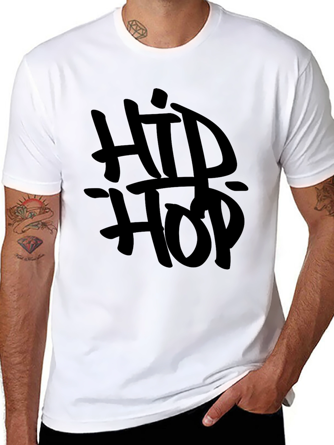 Black Hip Hop Black Graphic T-Shirt view 8