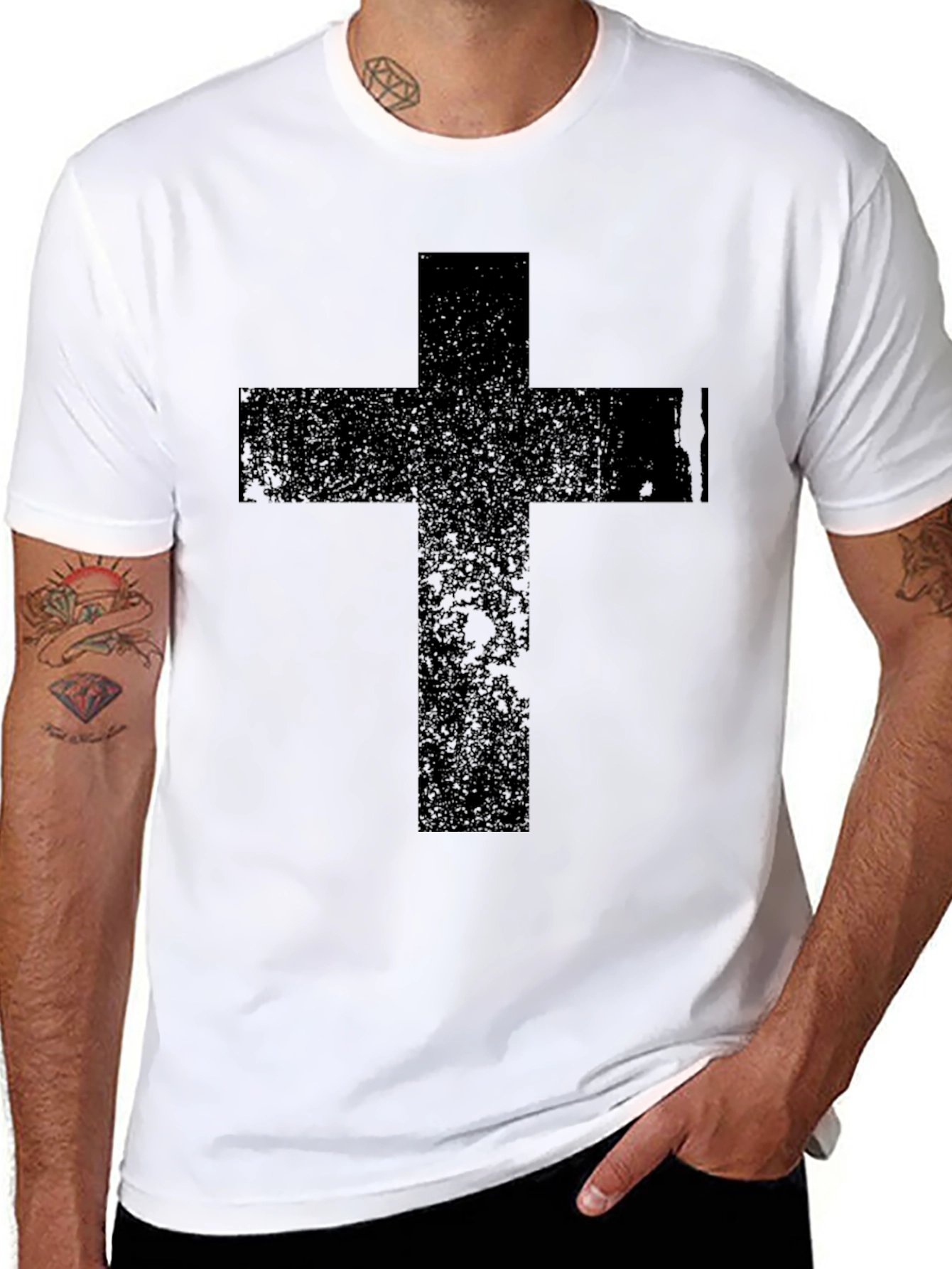 Black Black Cross Graphic T-Shirt - Religious Apparel view 8