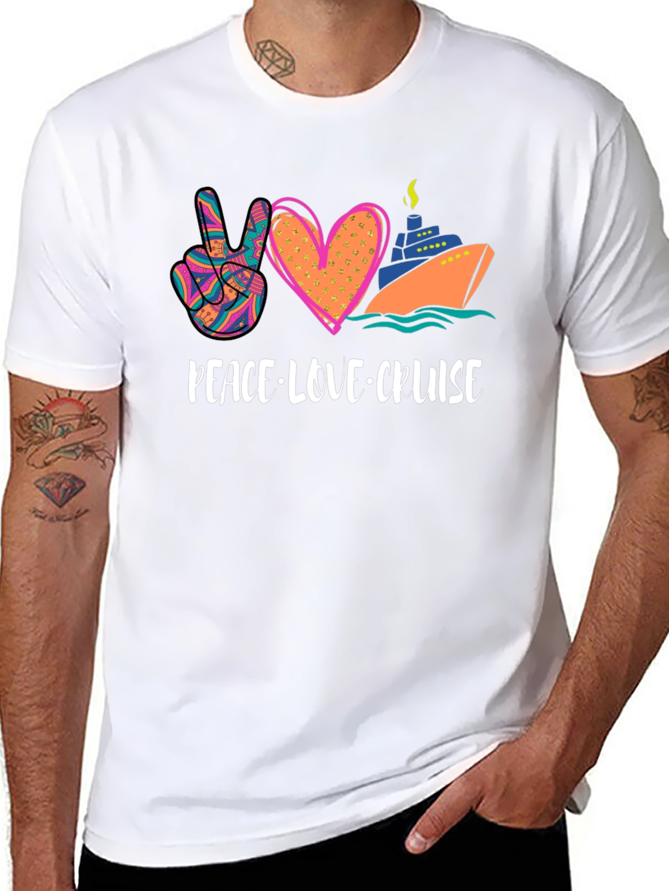Black Peace Love Cruise Graphic T-Shirt view 8