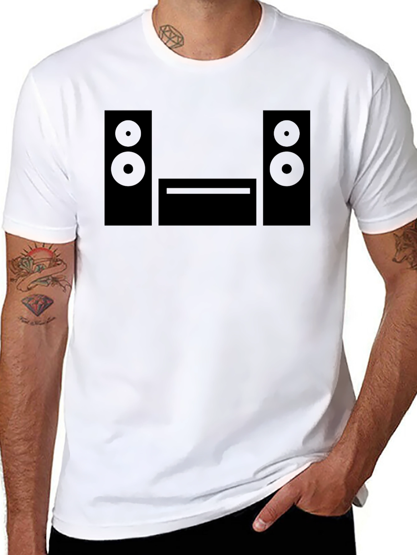 Black Retro Stereo T-Shirt - Vintage Audio Graphic Tee view 8