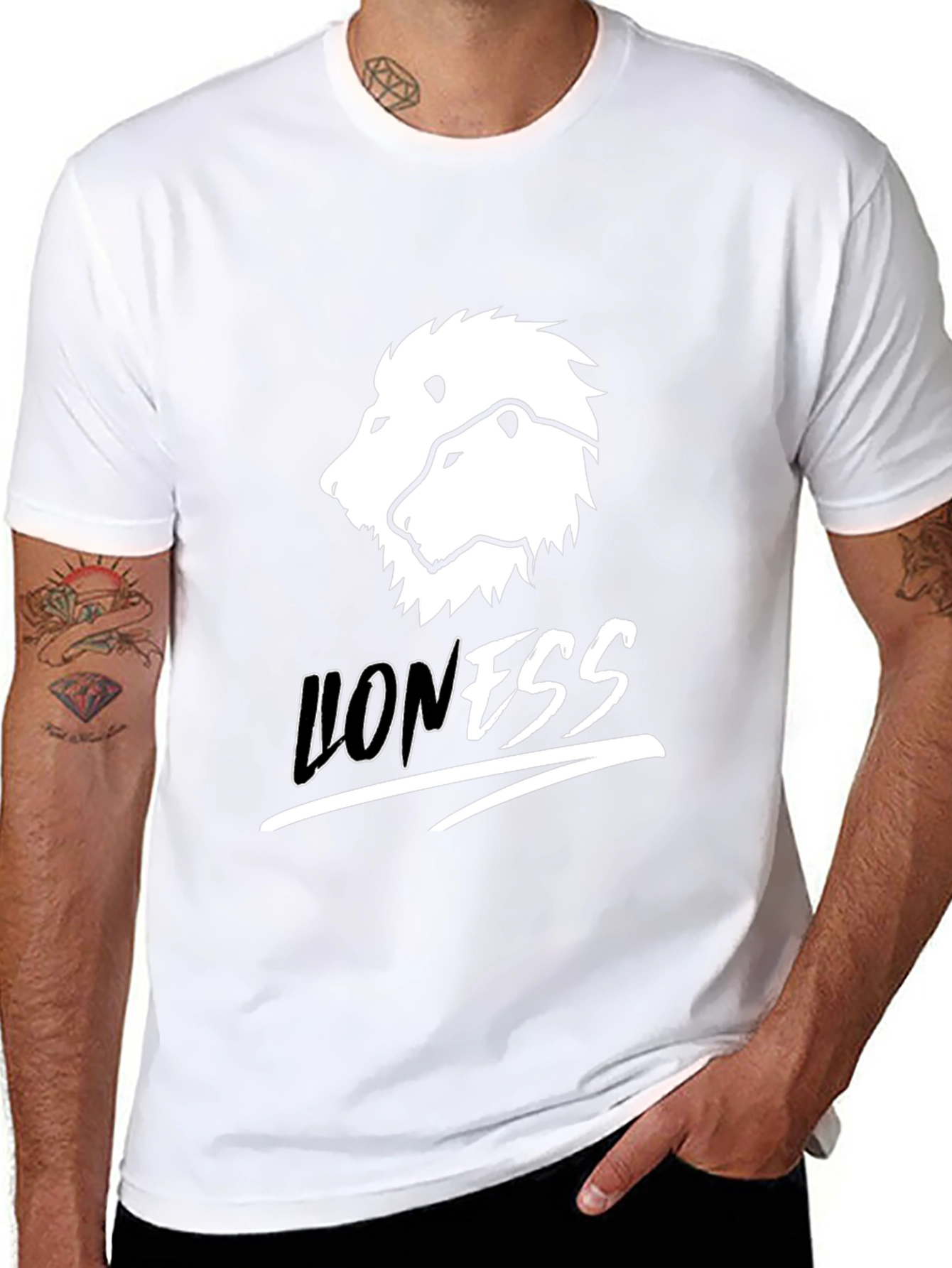 Black Lioness Graphic Print Black T-Shirt view 8