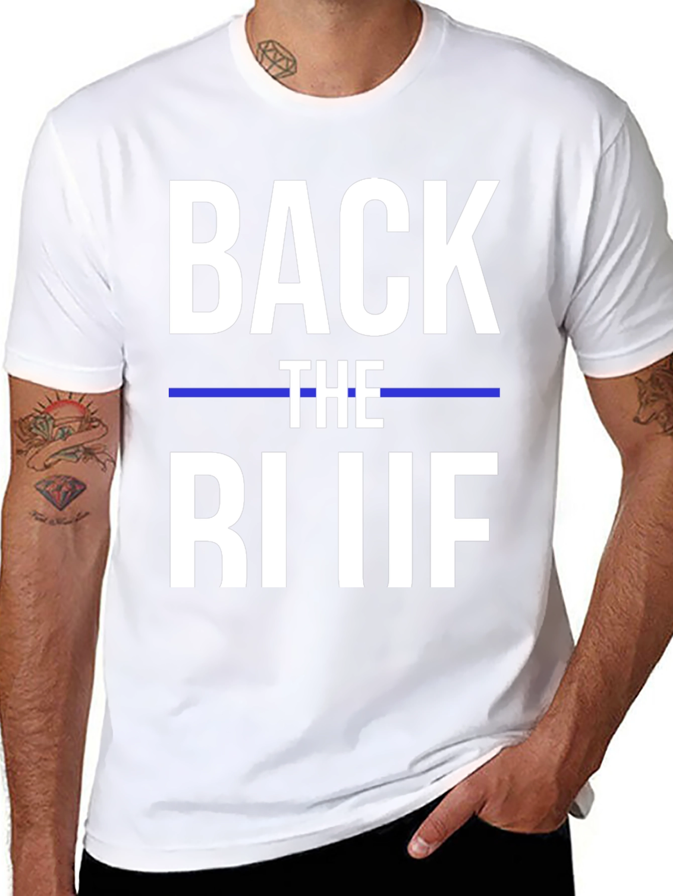 Black Back the Blue T-Shirt - Support Law Enforcement view 8