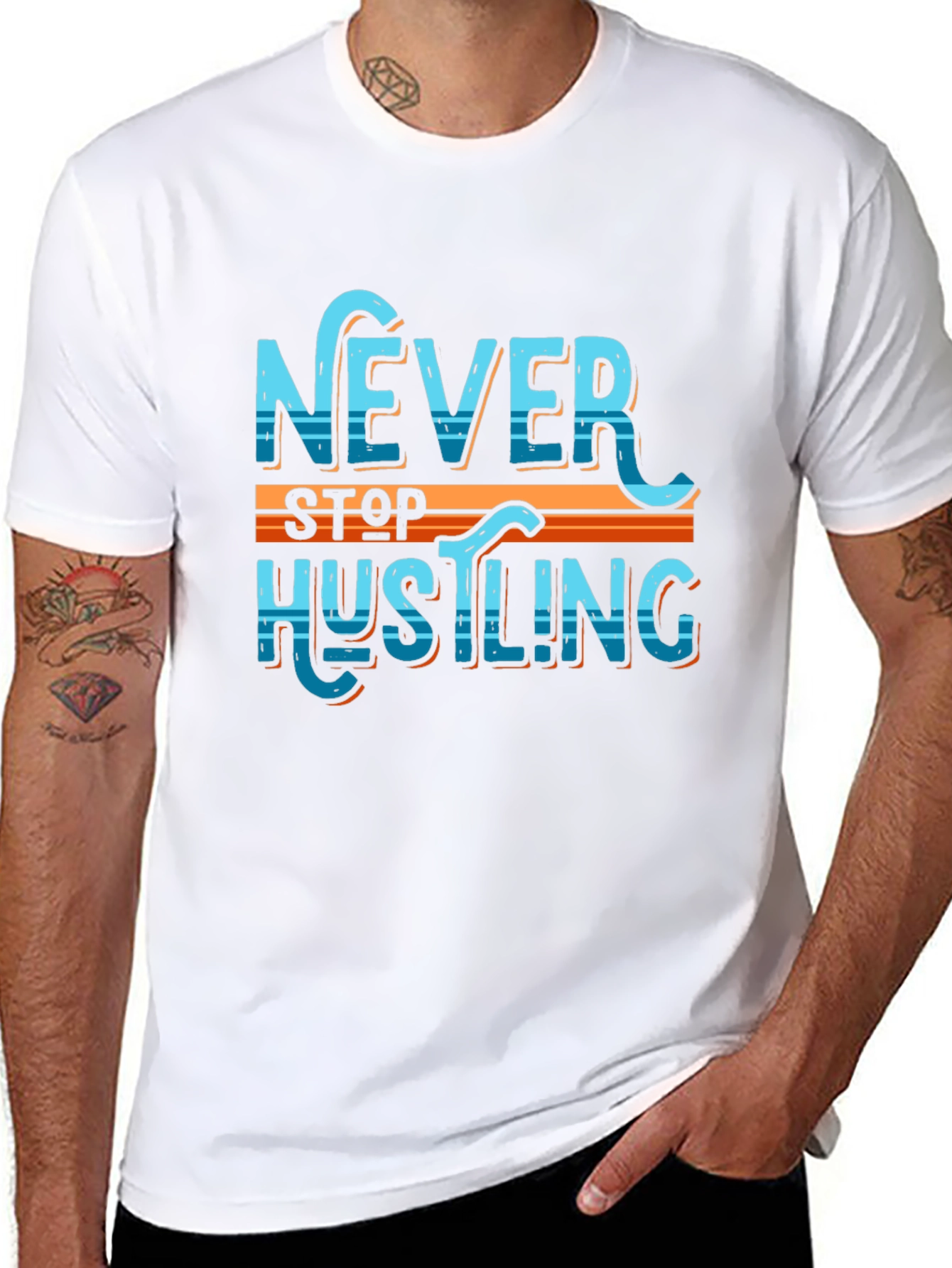 Black Never Stop Hustling Graphic Tee view 8