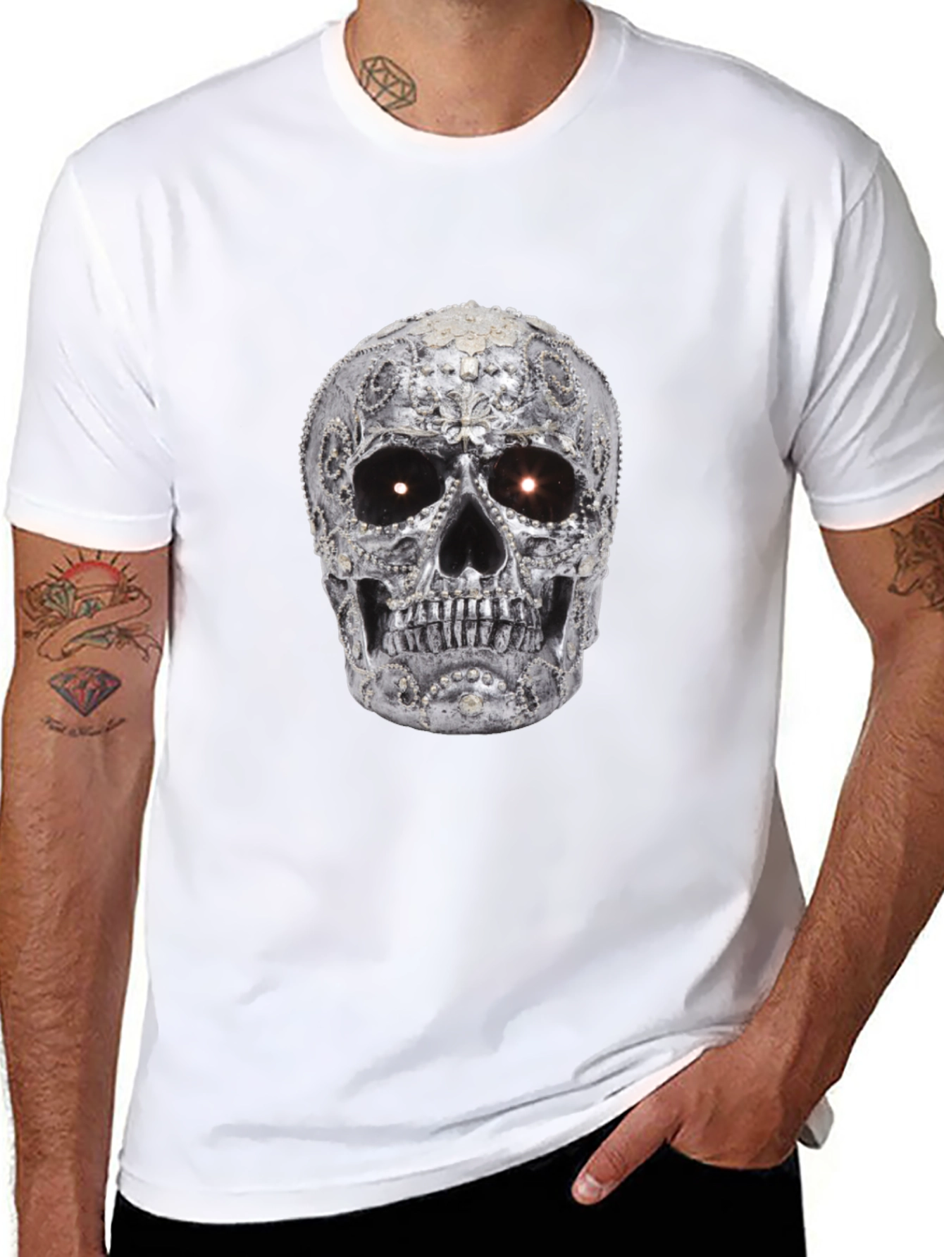 Black Skull T-Shirt - Black Graphic Tee view 8