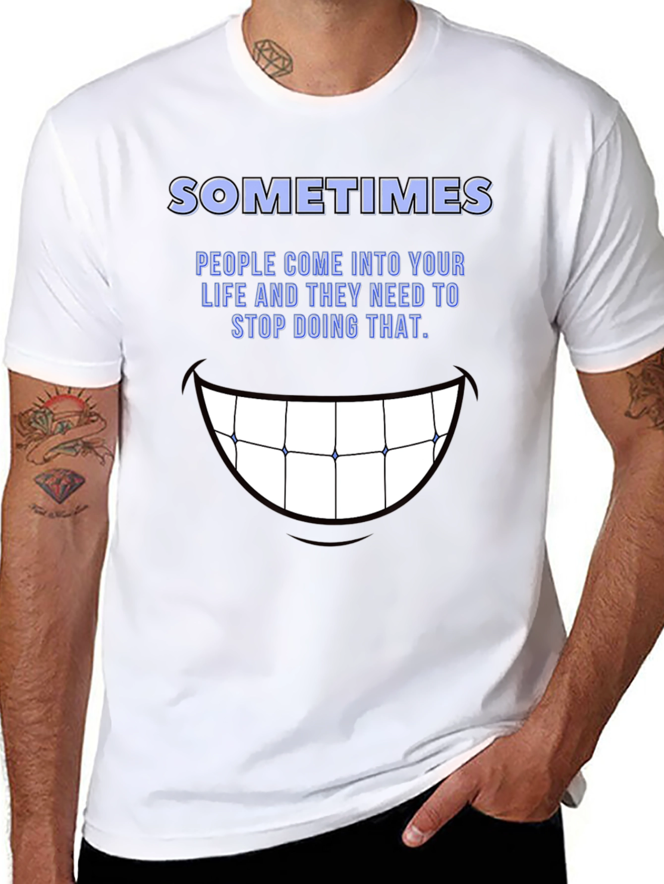 Black SOMETIMES Graphic Tee - Stop Doing That Funny Shirt view 8