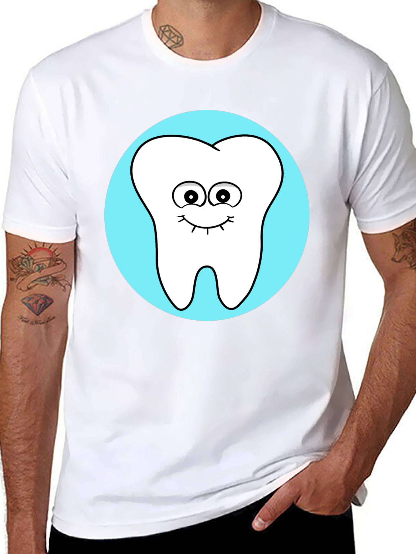 Black Cute Tooth Graphic Tee - Fun Dentist Shirt view 8