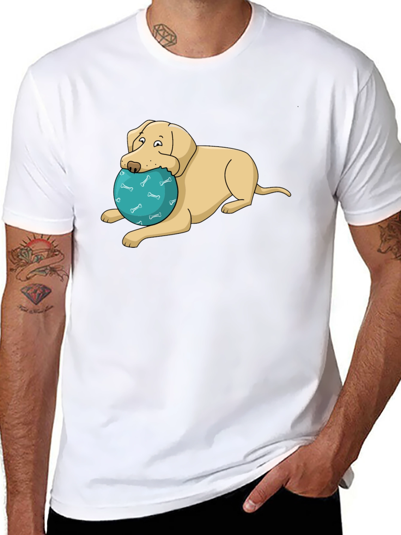 Black Dog and Ball Graphic T-Shirt view 8