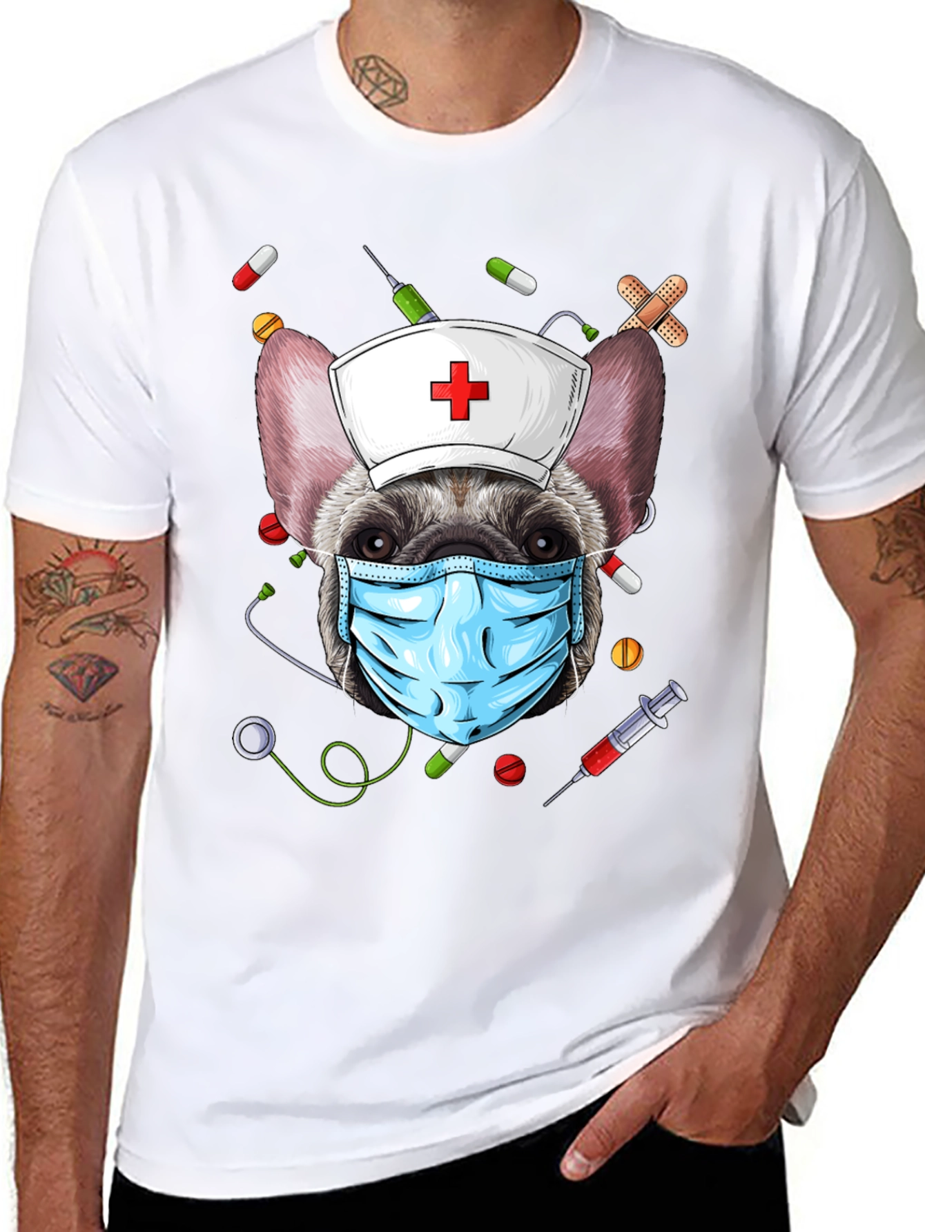 Black Nurse Dog Graphic T-Shirt view 8