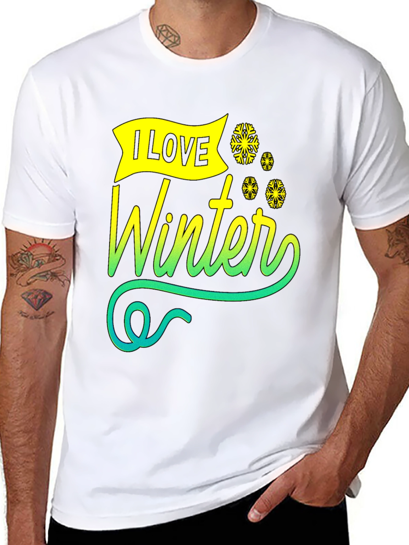 I Love Winter Graphic Tee - Black Unisex T-Shirt - 8