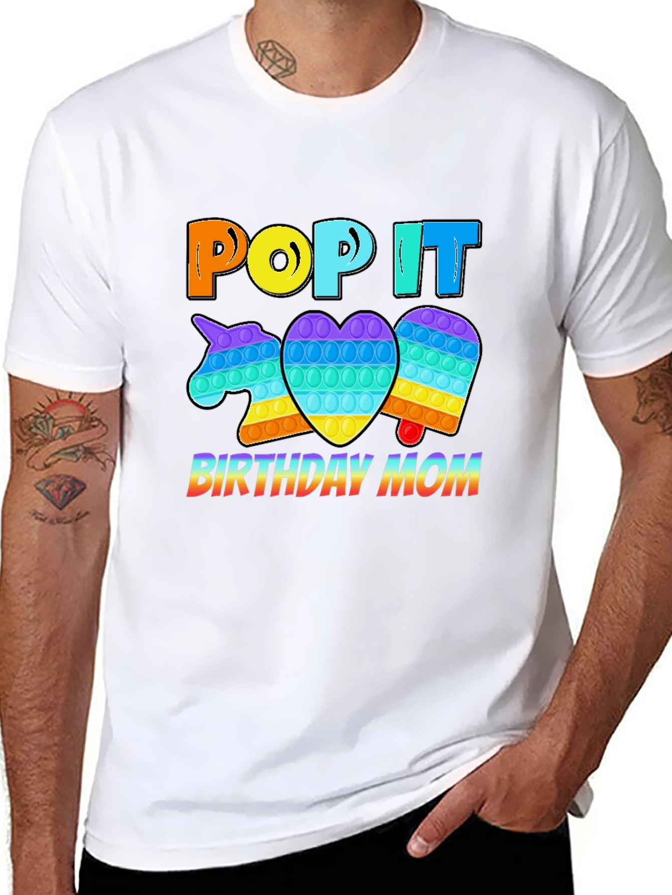 Black Pop It Birthday Mom T-Shirt view 8