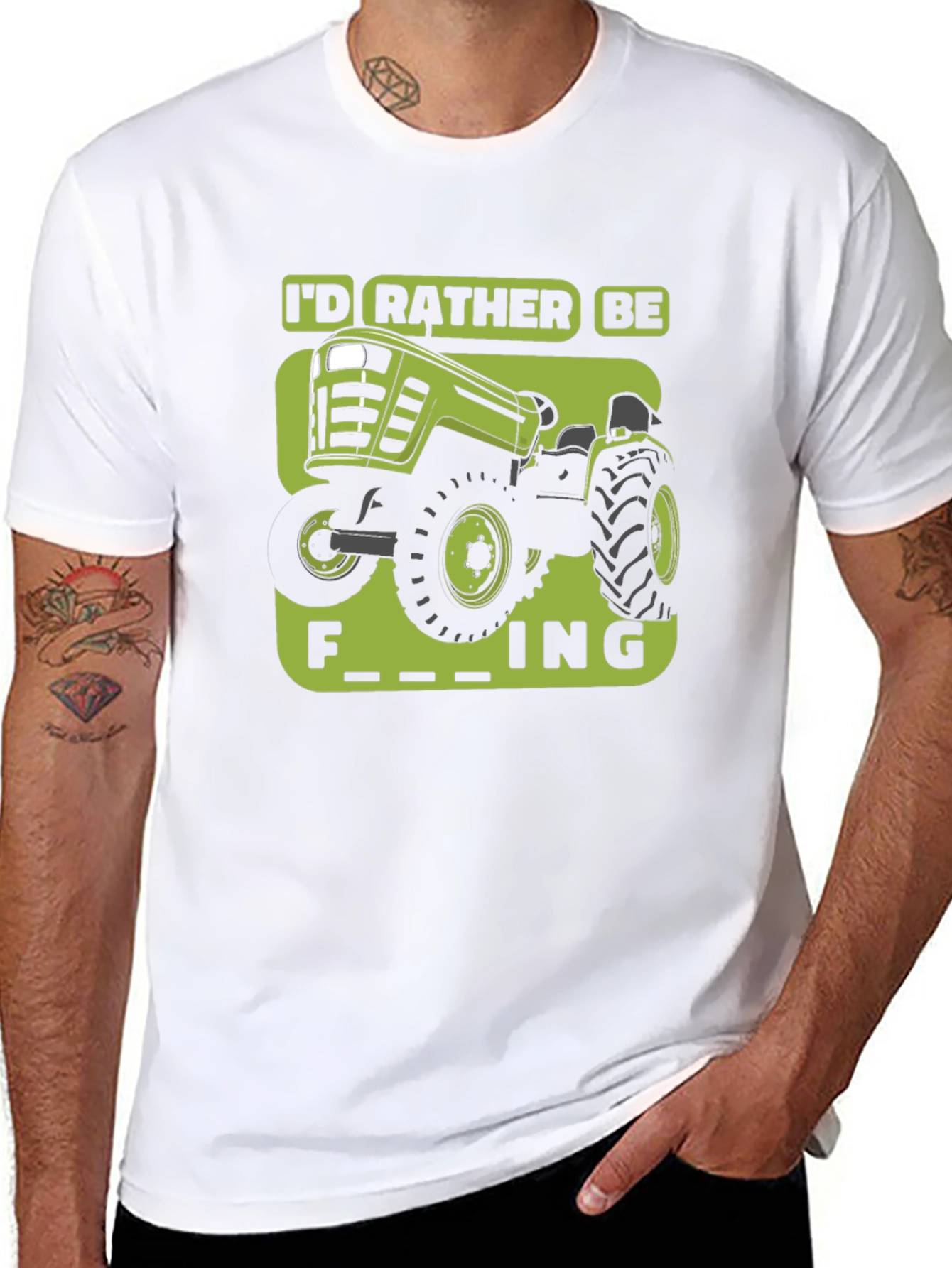 Black Funny Tractor T-Shirt - I'd Rather Be Farming view 8