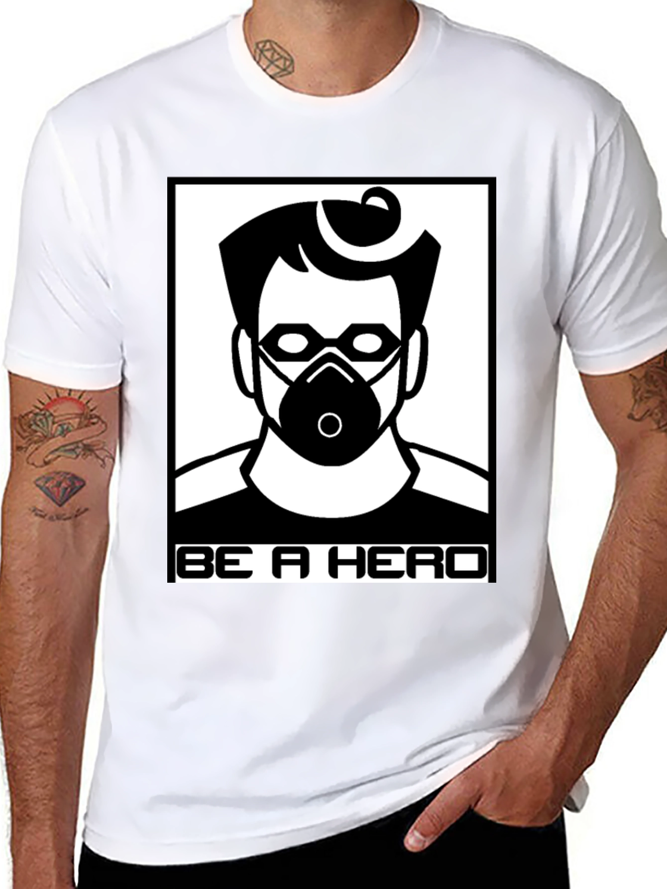 Black Be A Hero T-Shirt - Masked Hero view 8
