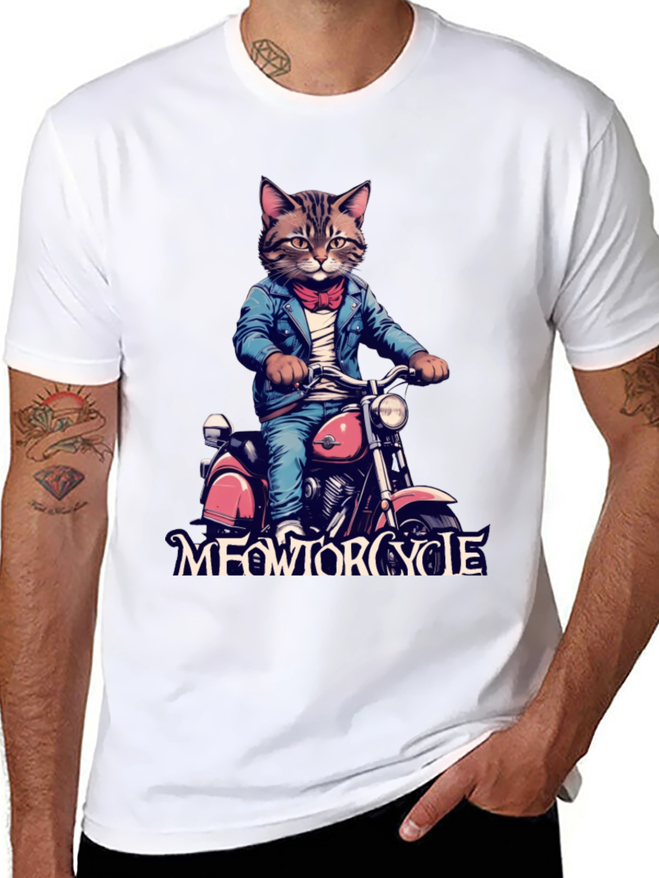 Black Meowtorcycle Cat T-Shirt view 8