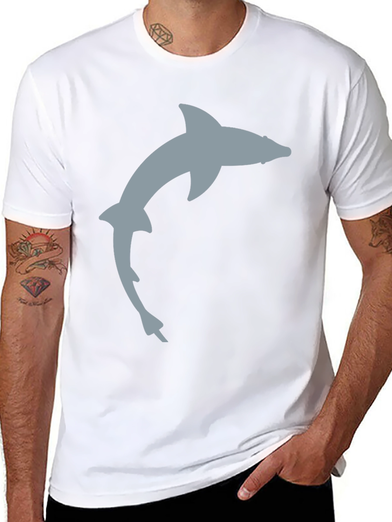 Black Dolphin Graphic Tee - Casual Black T-Shirt view 8