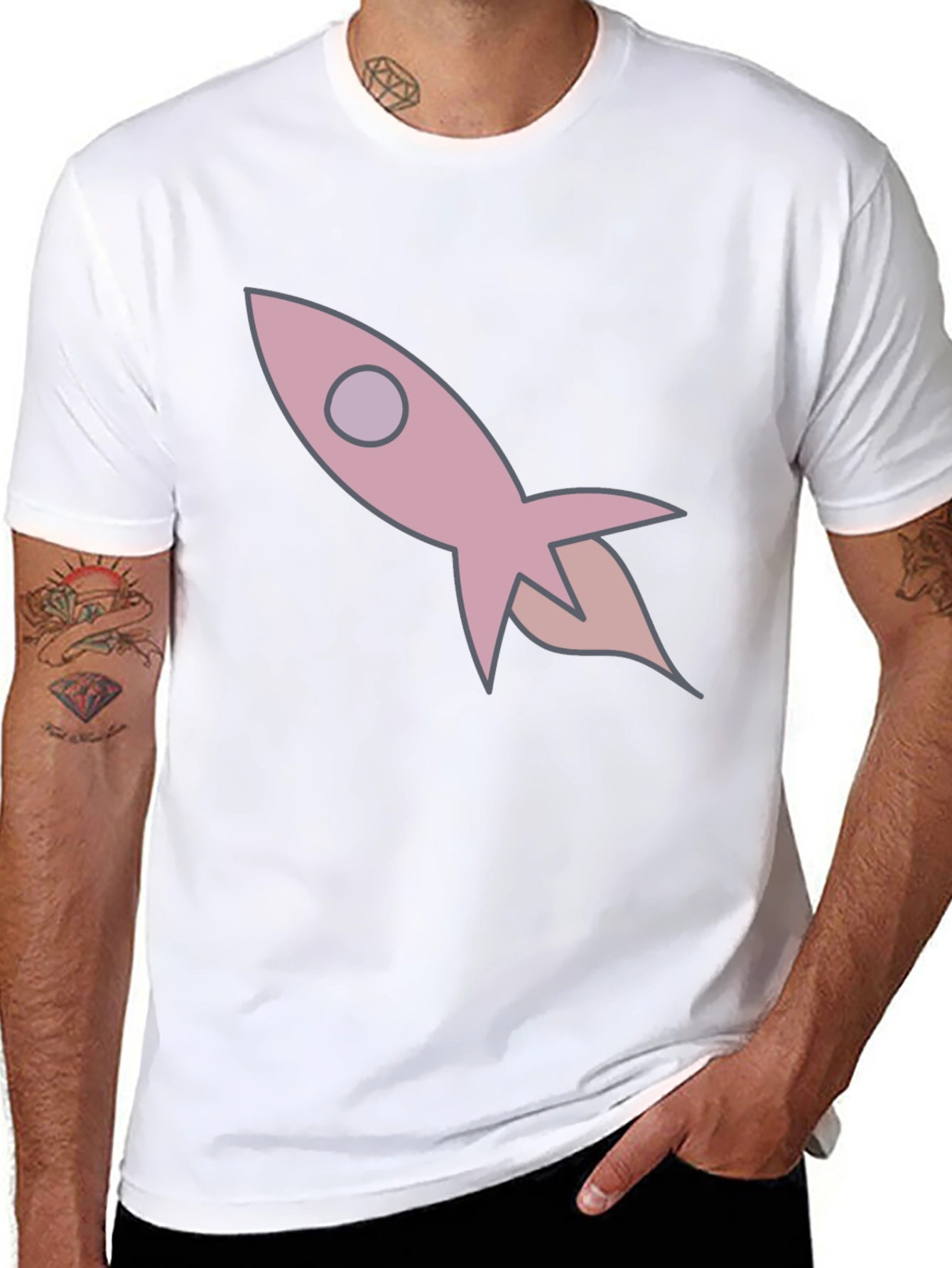 Black Rocket Graphic Tee - Cool Casual Cotton T-Shirt view 8