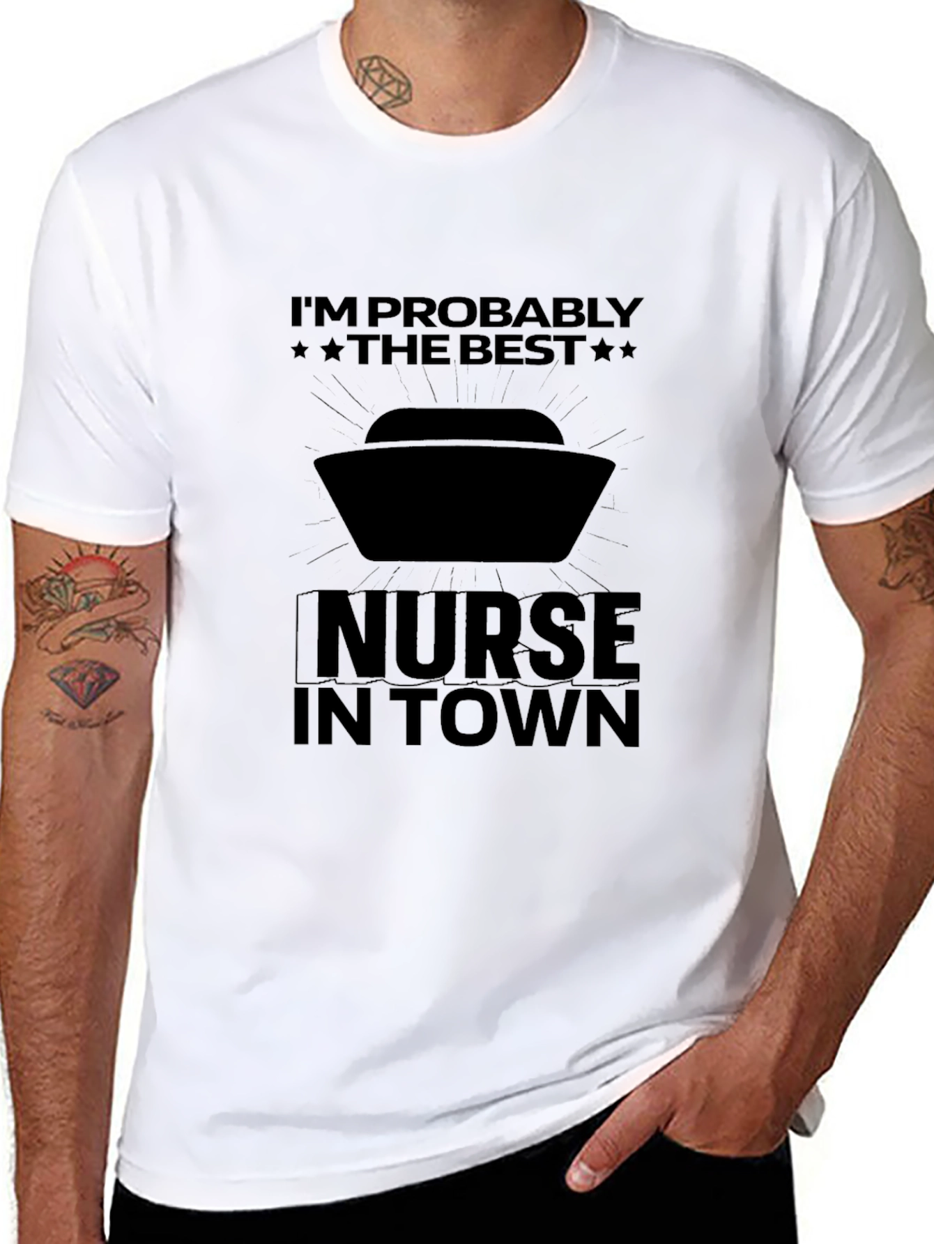 Black Best Nurse in Town Graphic Tee view 8