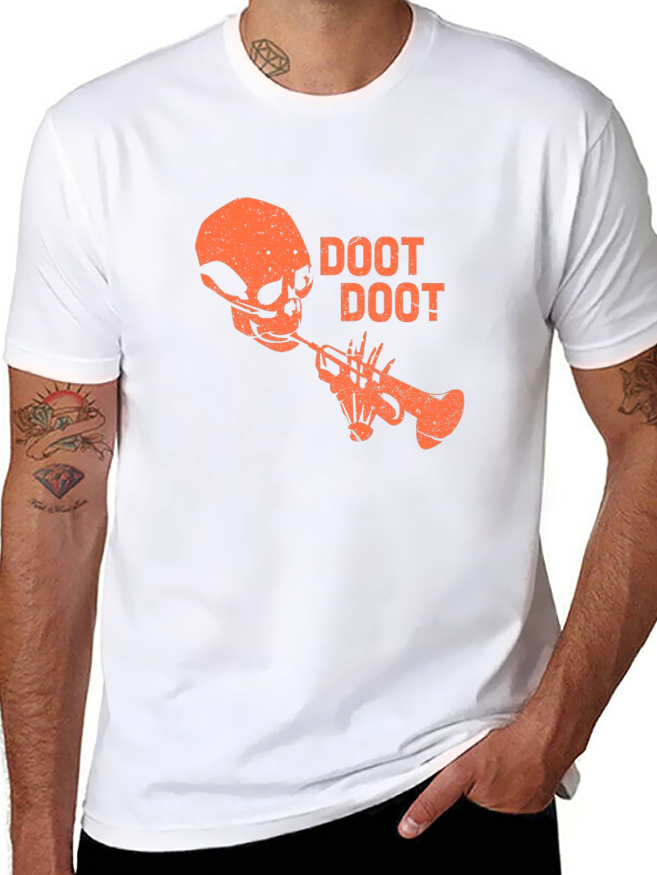 Black Doot Doot Skull Trumpet Graphic Tee - Black view 8