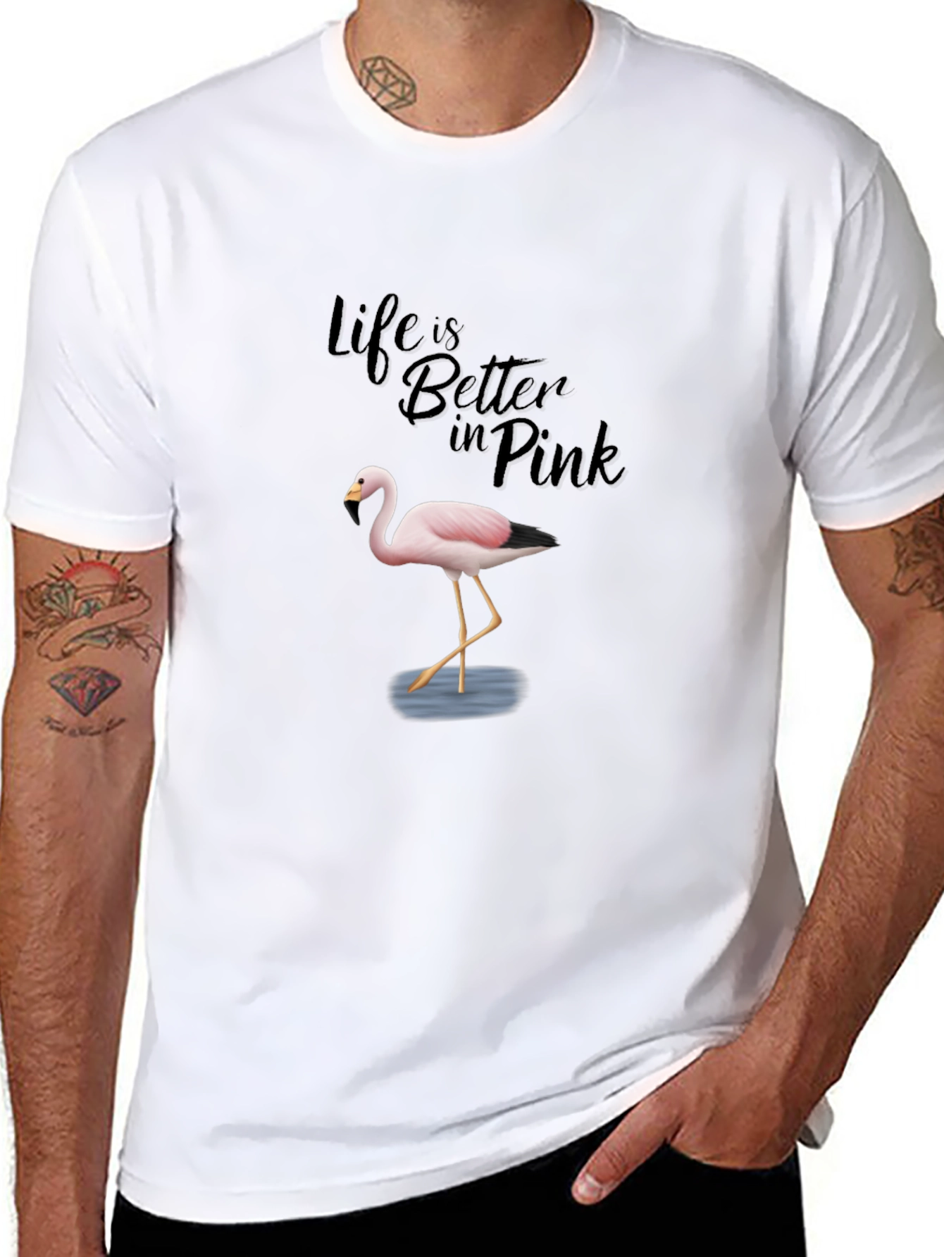 Black Life is Better in Pink Flamingo T-Shirt view 8