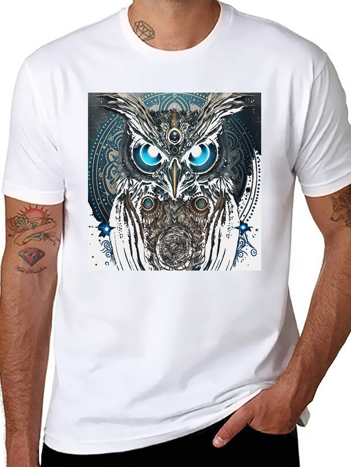 Black Mystic Owl Graphic Tee - Unique Spiritual Design view 8
