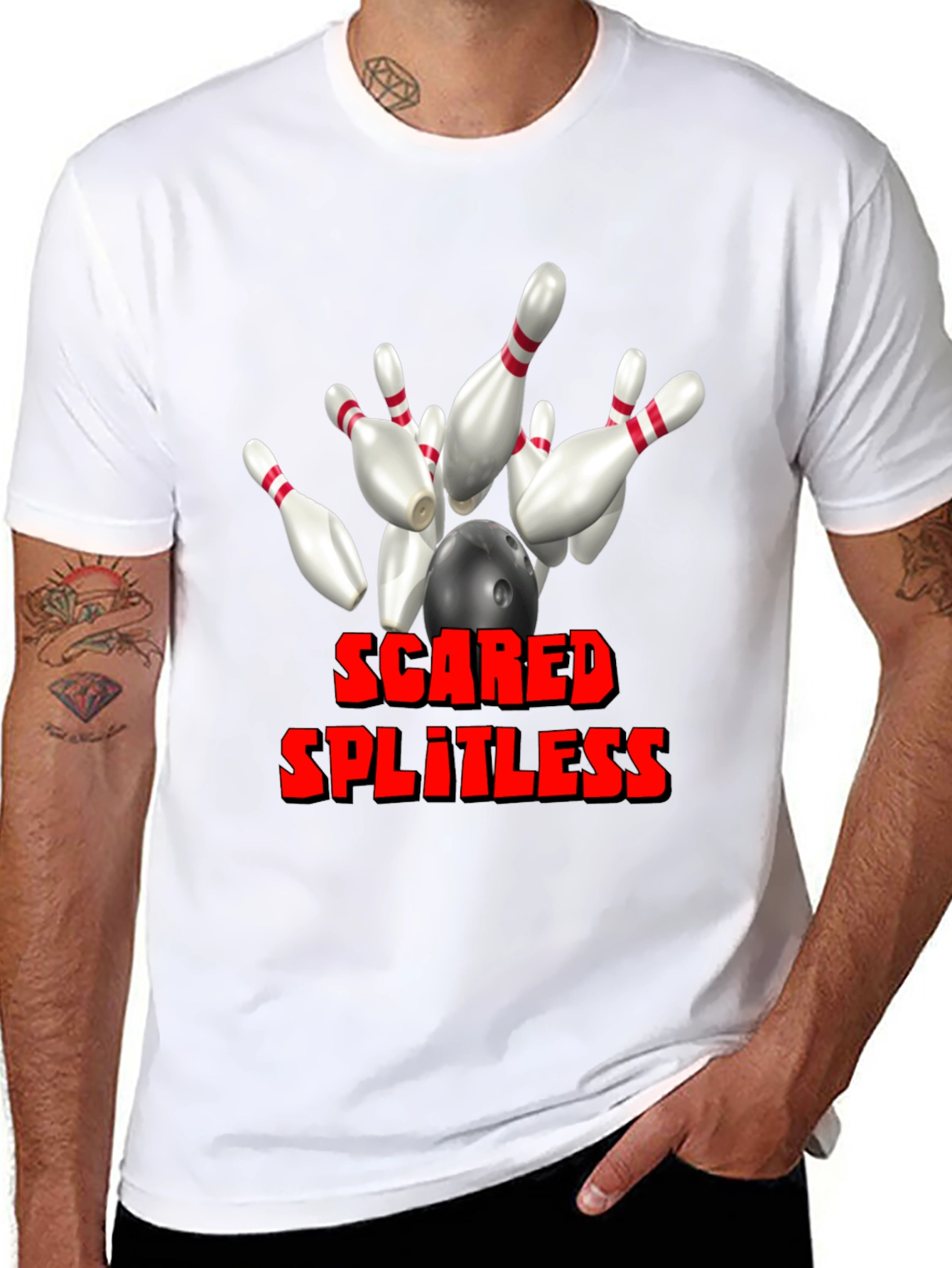 Black Scared Splitless Bowling Graphic Tee view 8