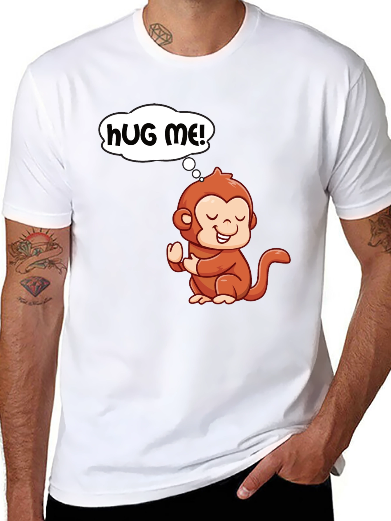 Cute Monkey Graphic T-Shirt - Hug Me! - 8